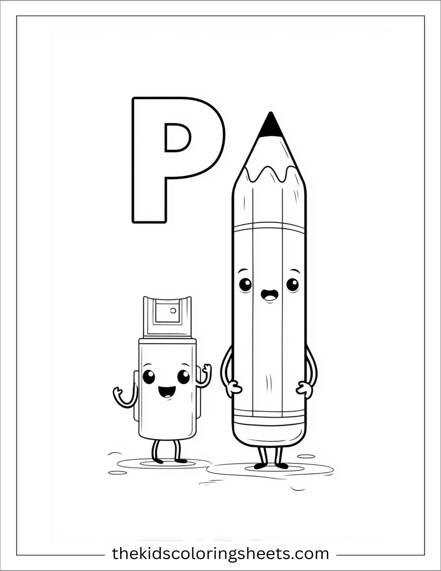 alphabet P pencil sharpener coloring page