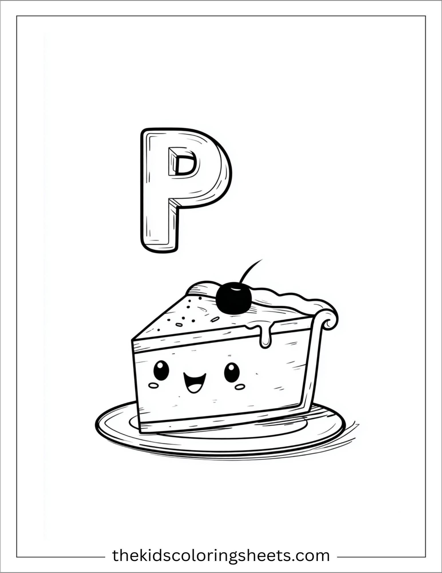 alphabet P pineapple cake coloring page