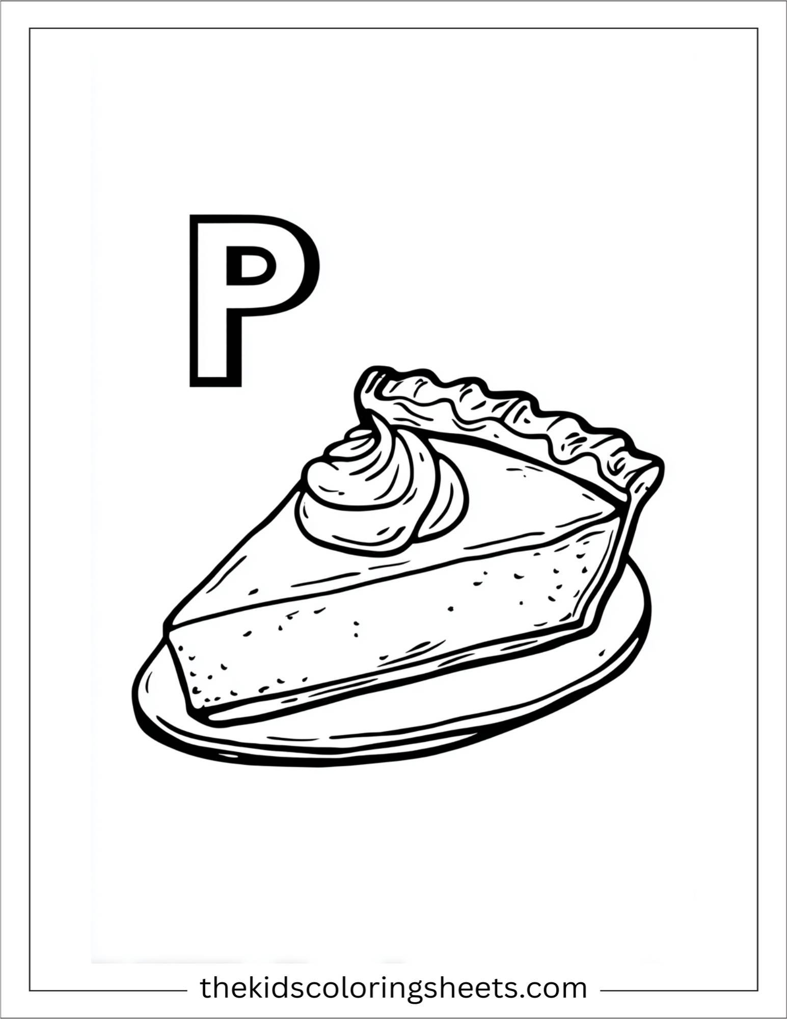 alphabet P pumpkin pie coloring page