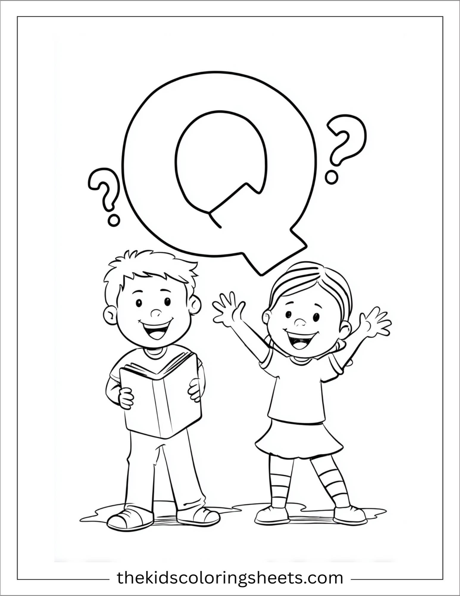 alphabet Q question book coloring page