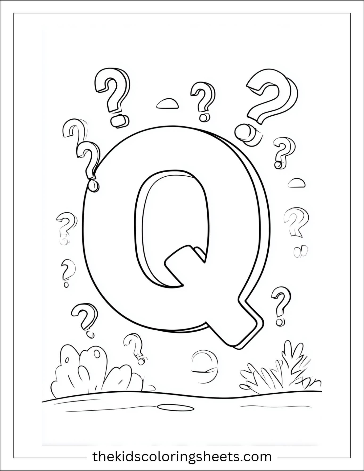 alphabet Q question chalkboard coloring page