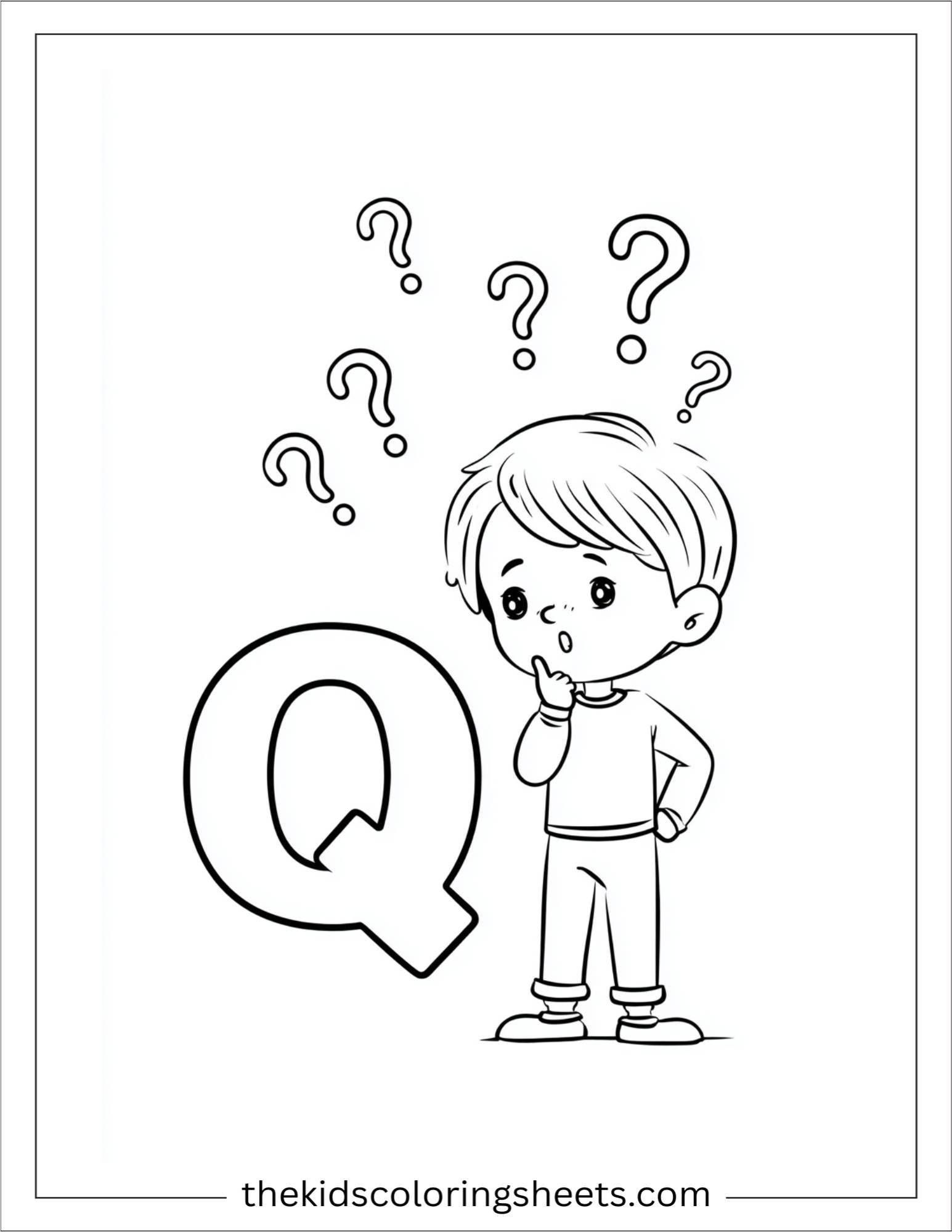 alphabet Q question face coloring page