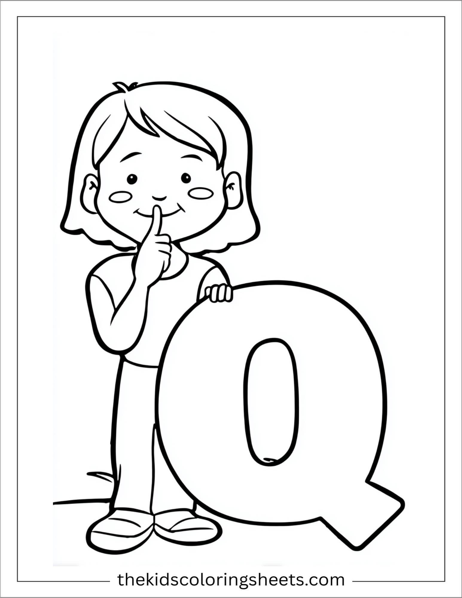 alphabet Q quiet coloring page