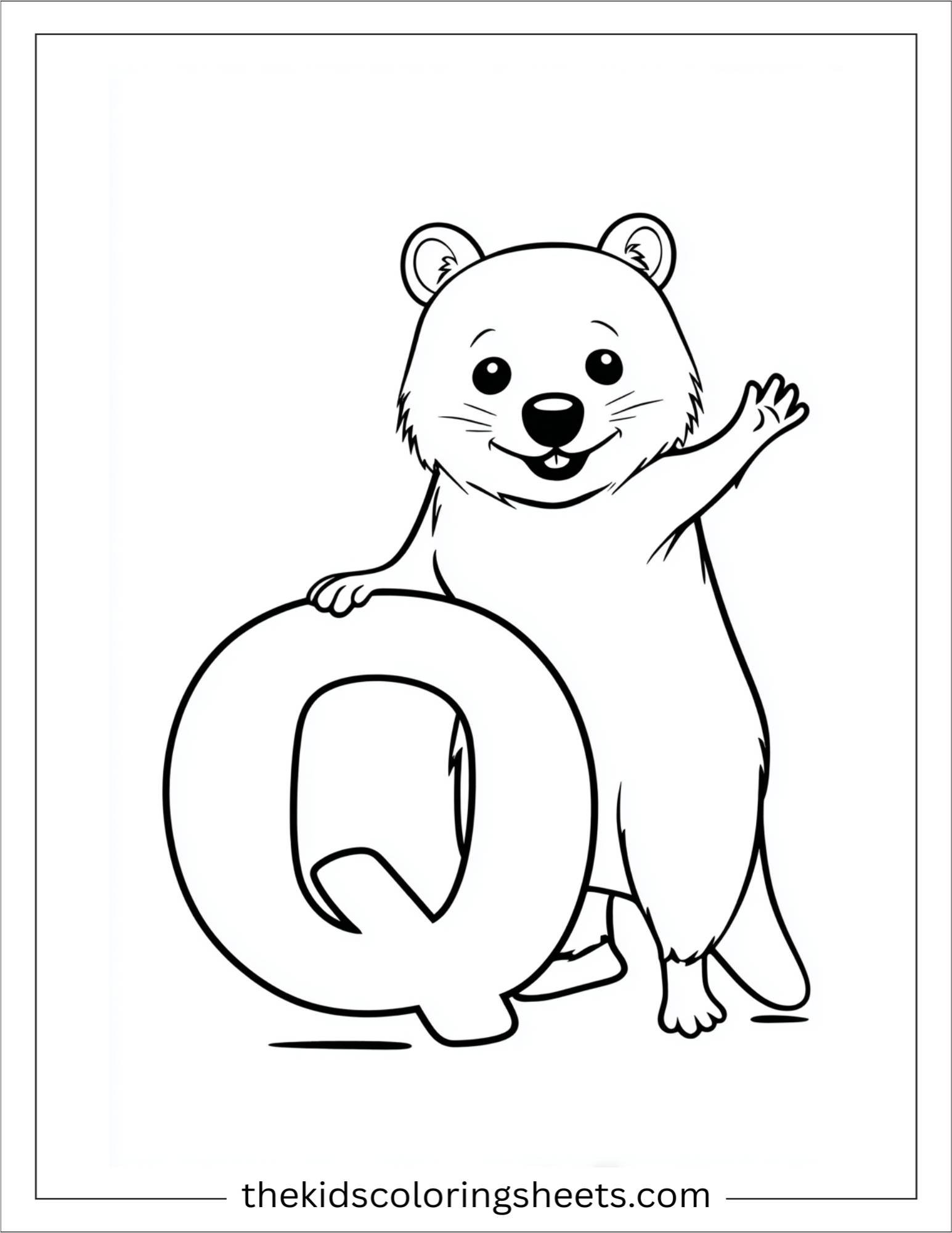 alphabet Q quokka coloring page
