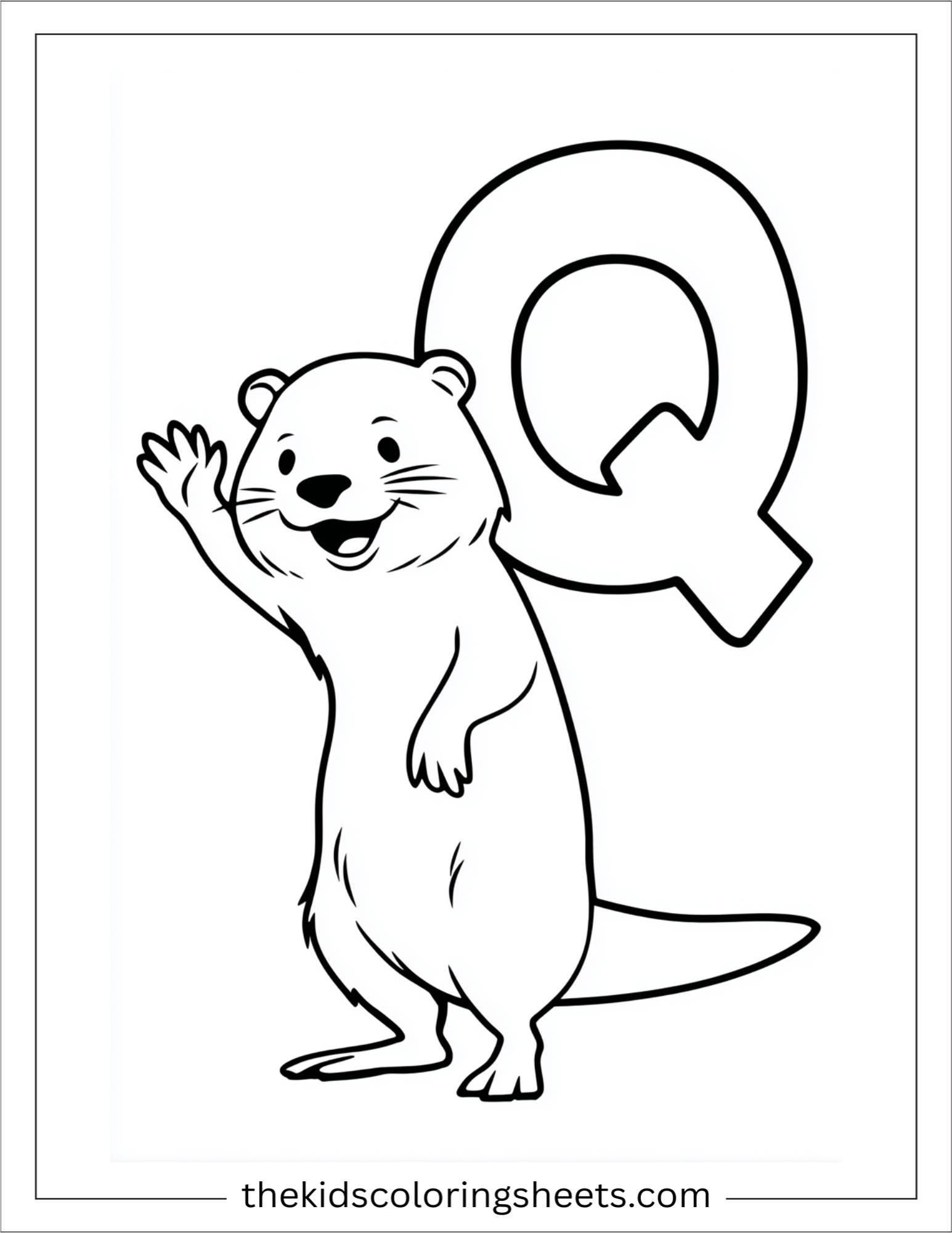 alphabet Q quokka smile coloring page