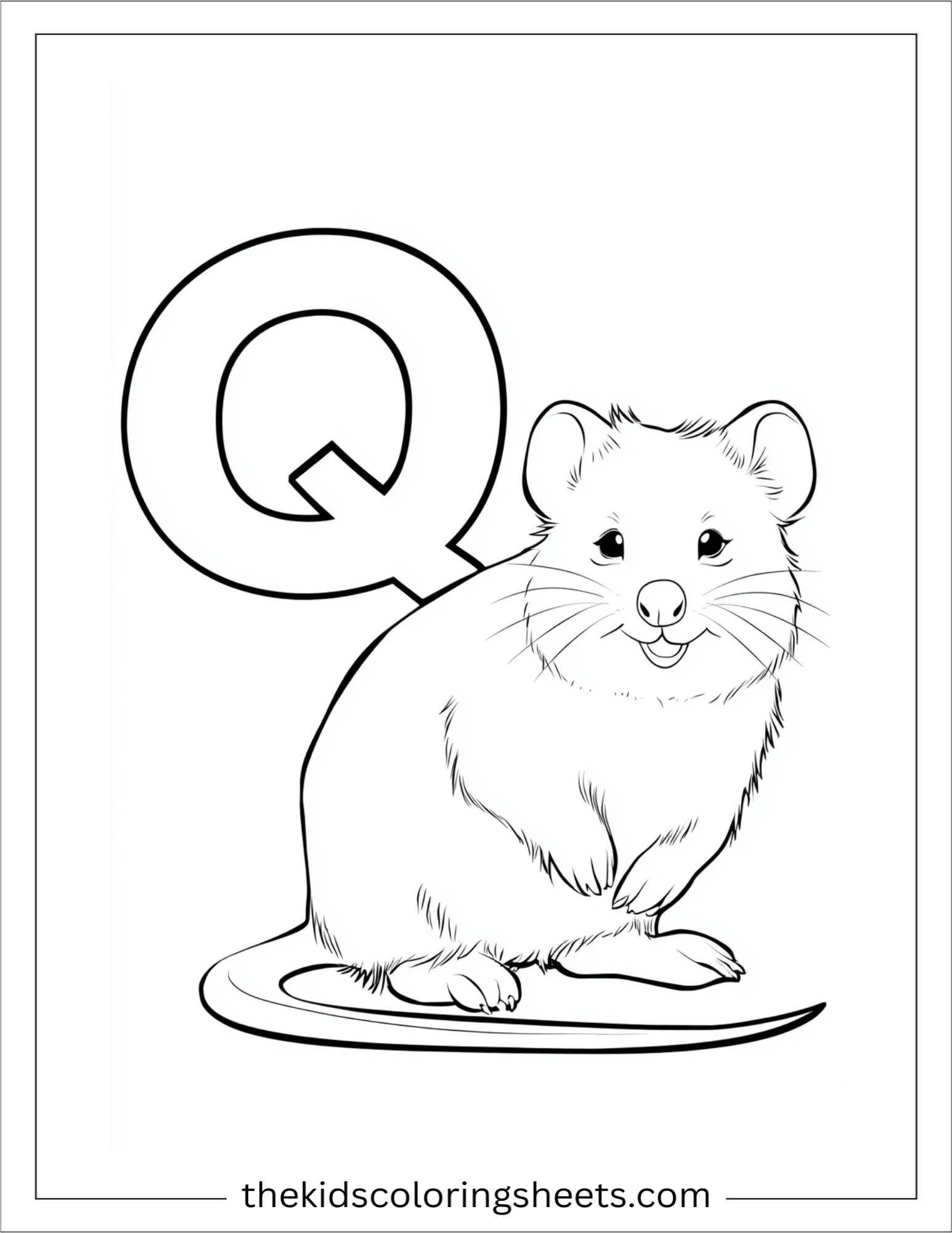 alphabet Q quokka smile coloring page