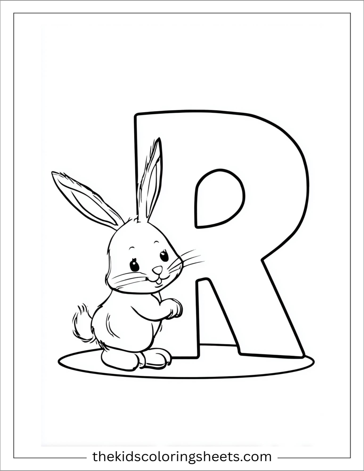 alphabet R rabbit coloring page