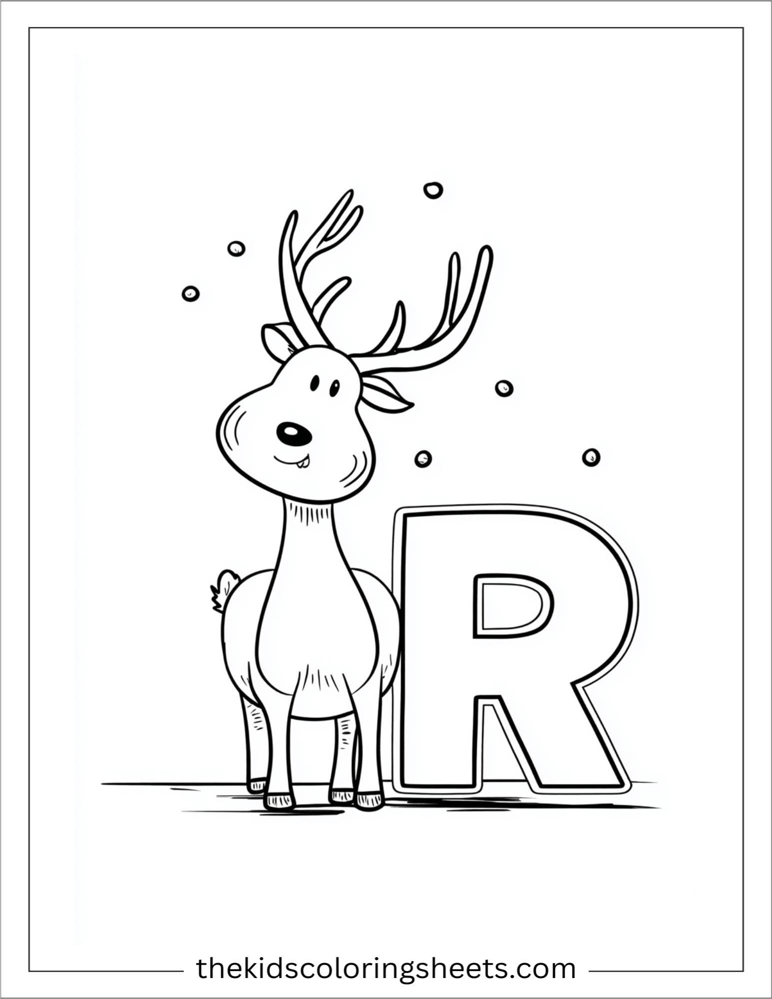alphabet R reindeer coloring page