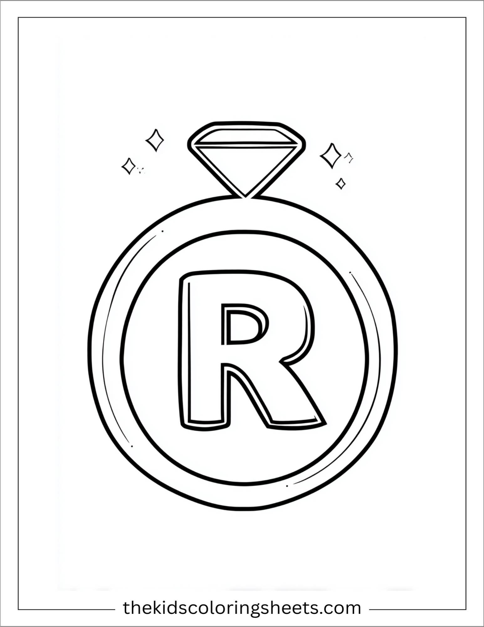 alphabet R ring coloring page