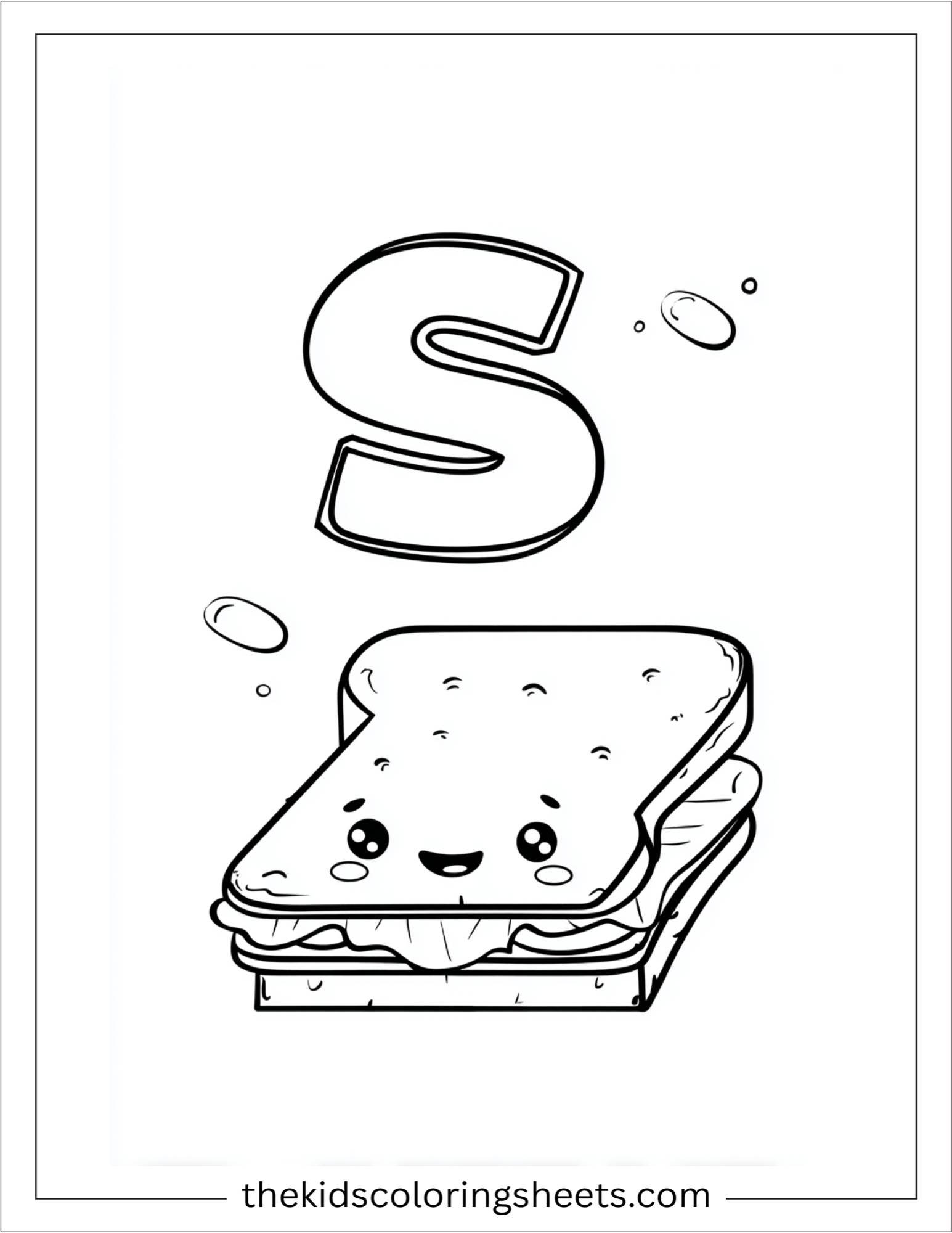 alphabet S sandwich coloring page