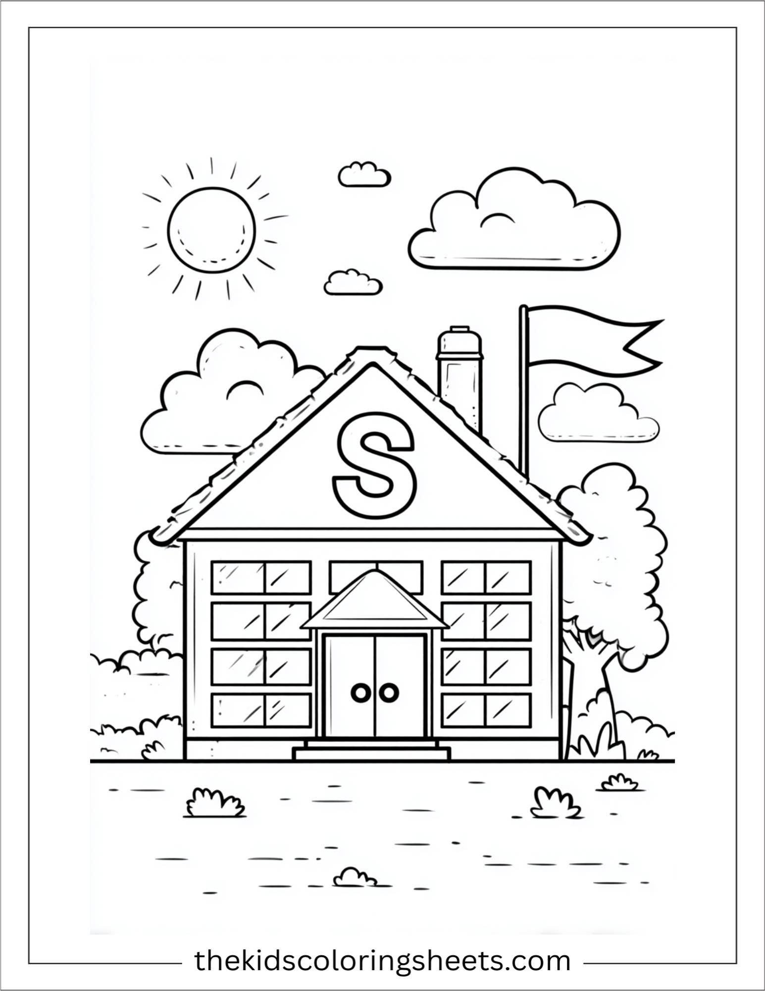 alphabet S school coloring page