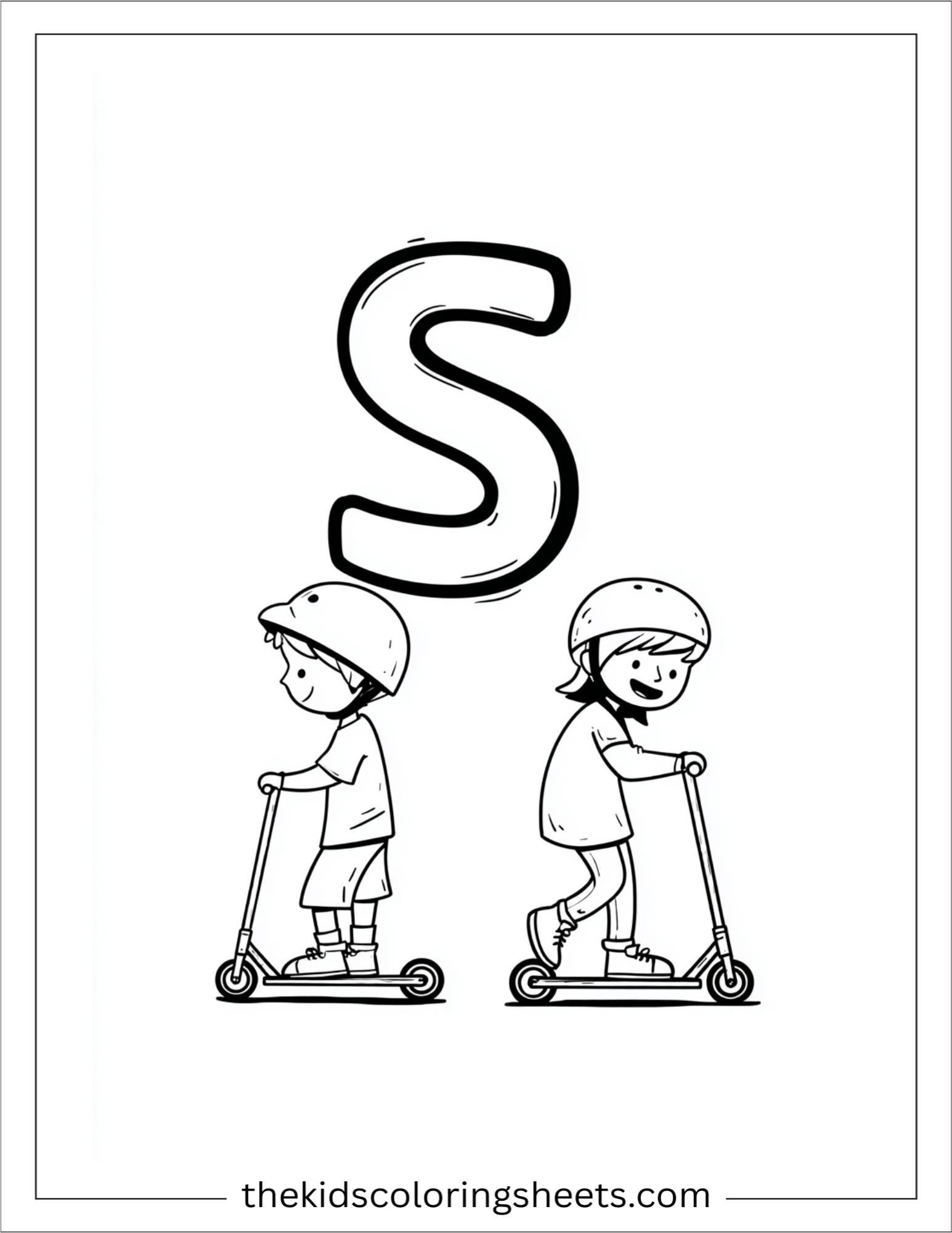 alphabet S scooter coloring page