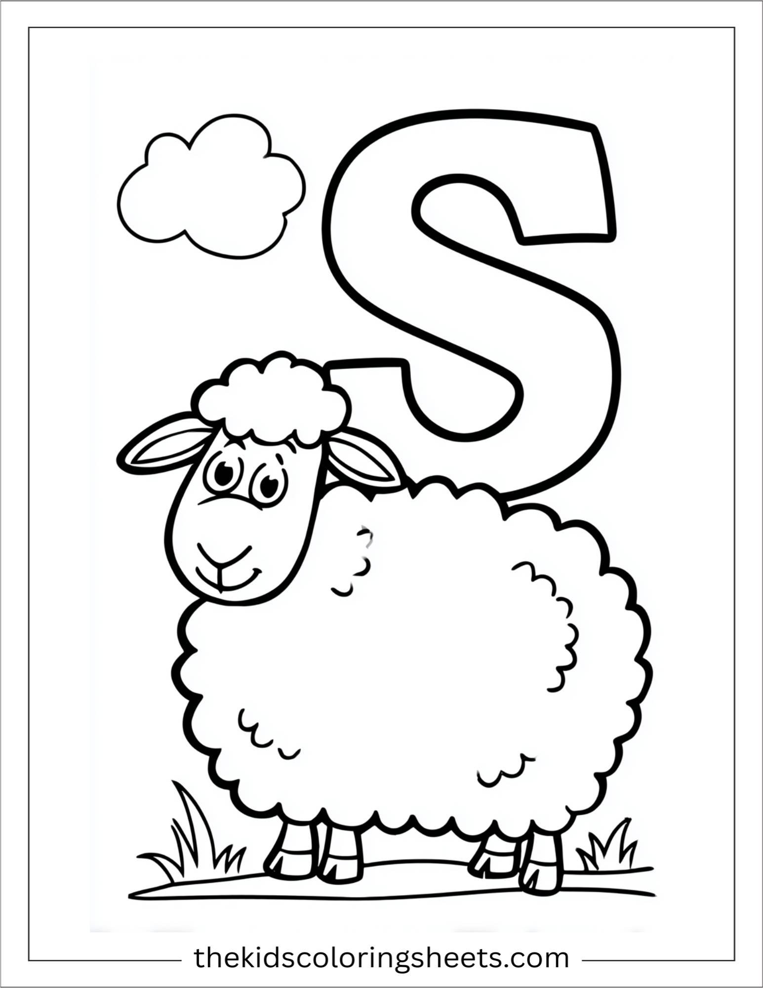 alphabet S sheep coloring page
