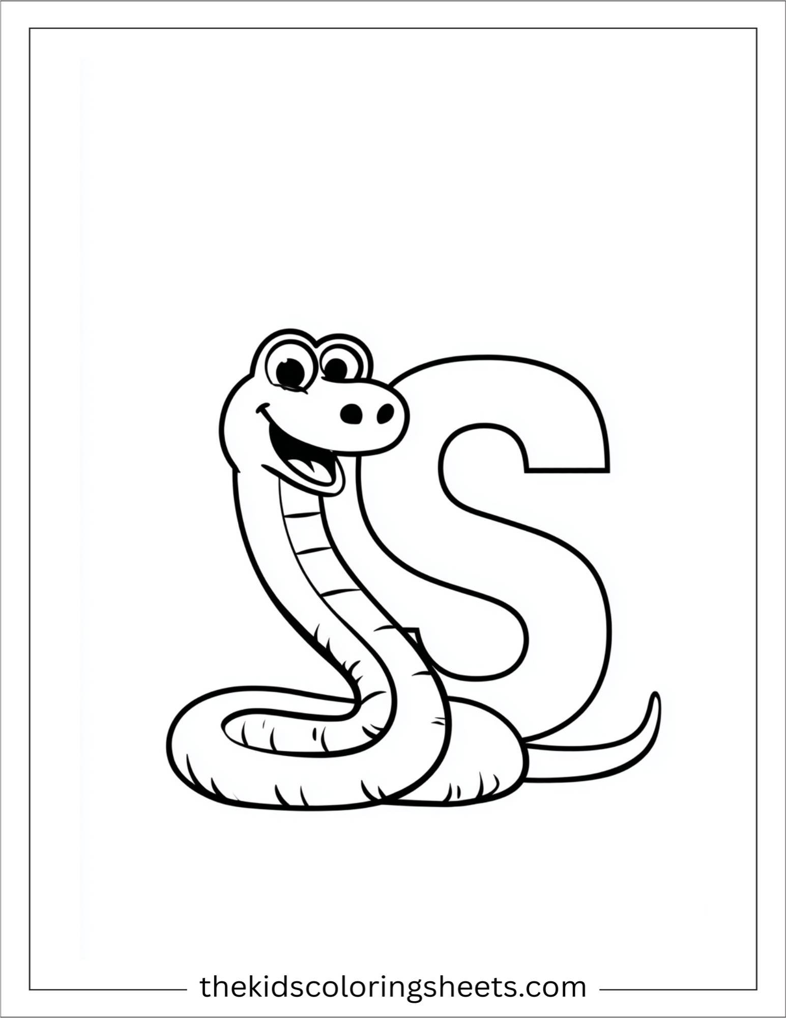 alphabet S snake coloring page