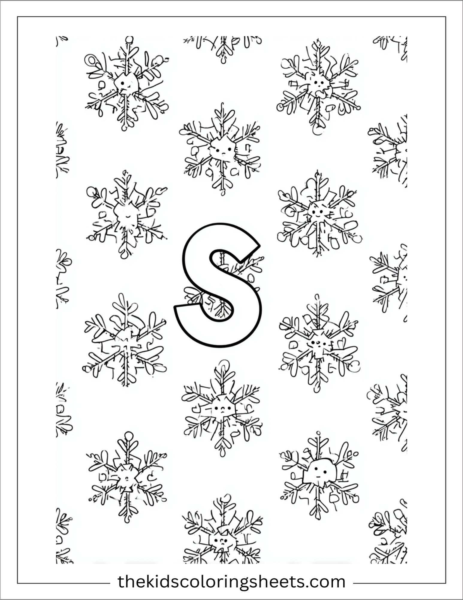 alphabet S snowflake coloring page