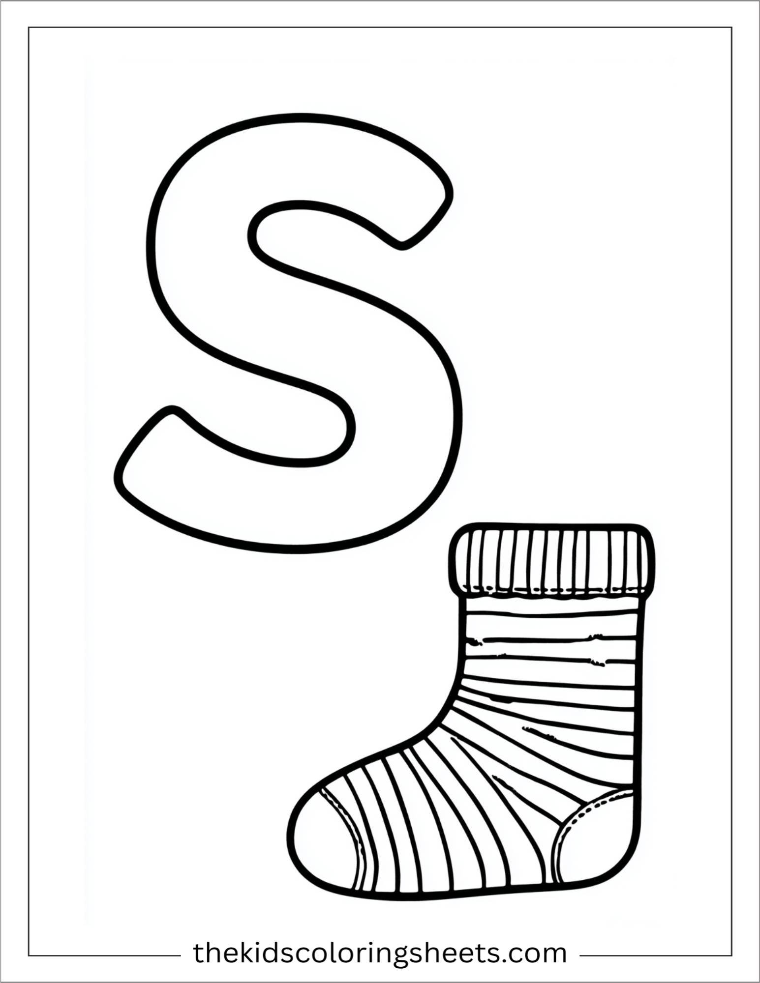 alphabet S sock coloring page