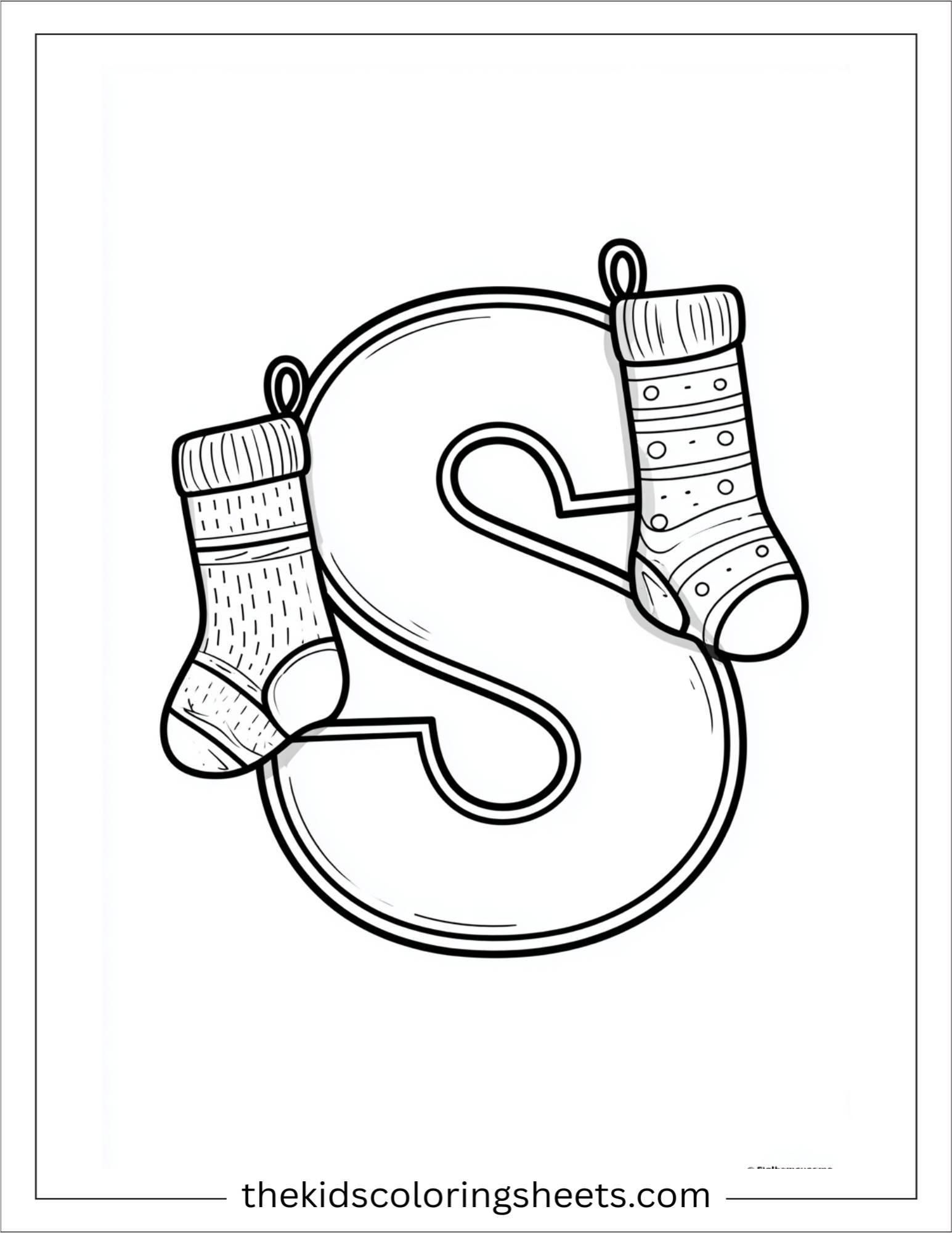 alphabet S sock pair coloring page