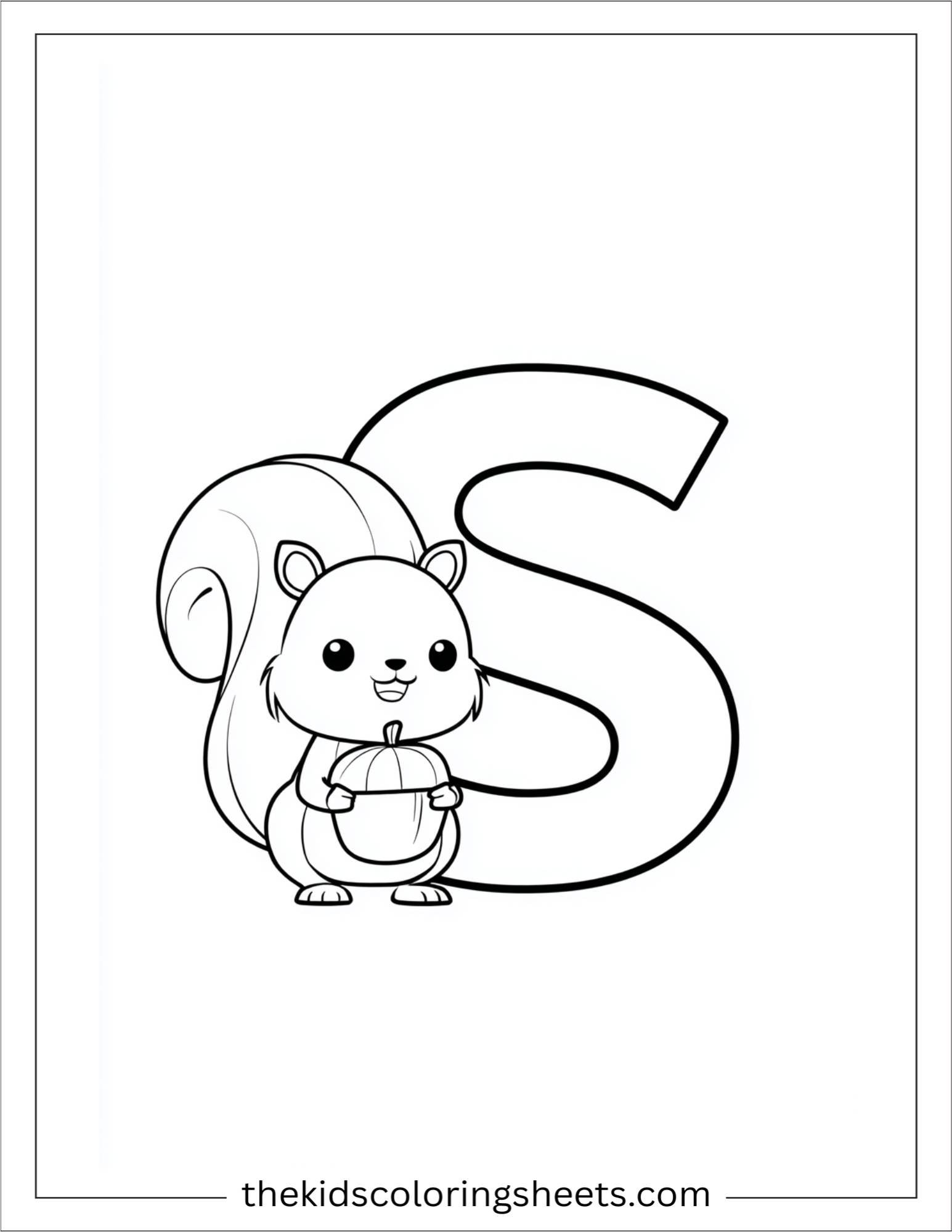 alphabet S squirrel coloring page