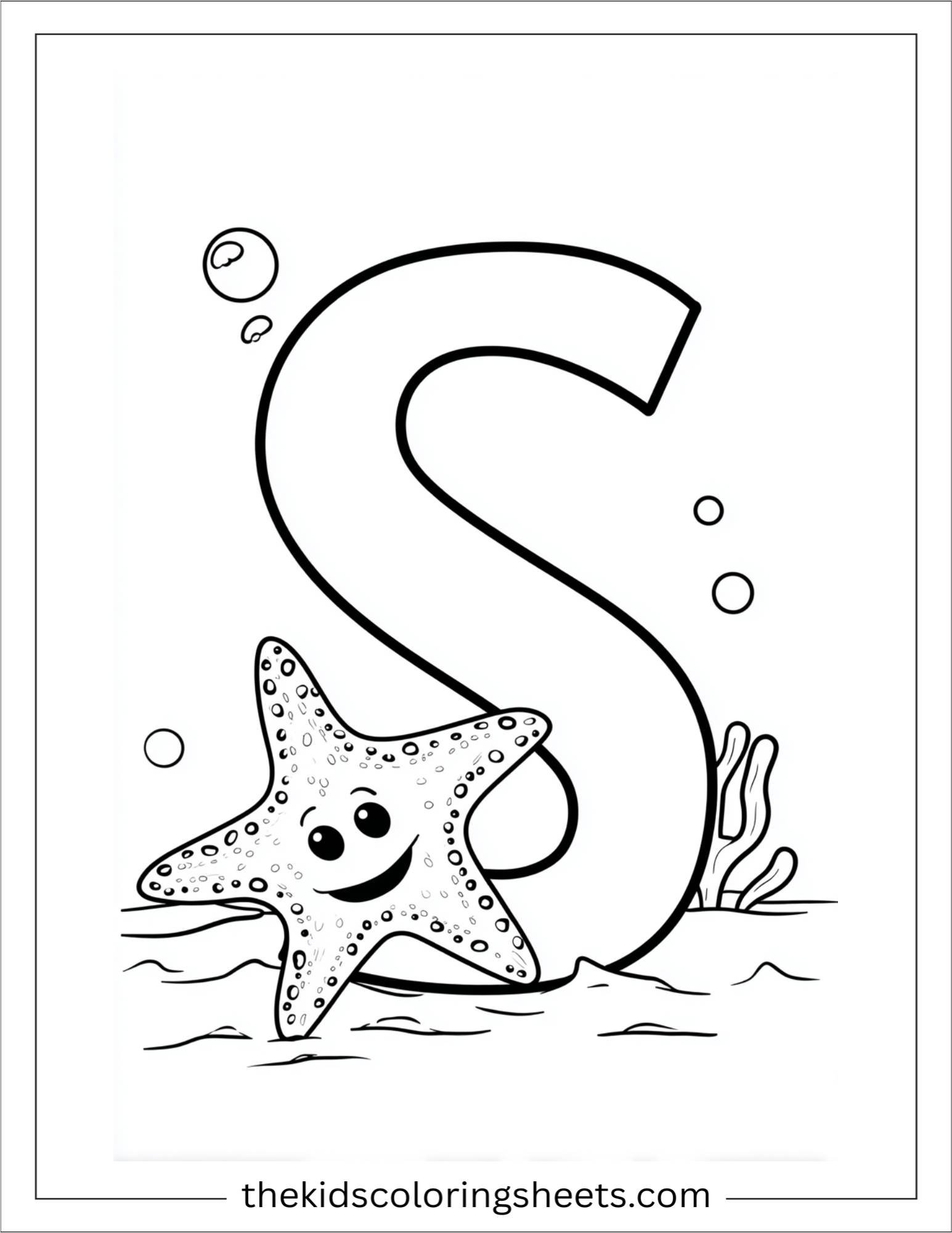 alphabet S starfish coloring page