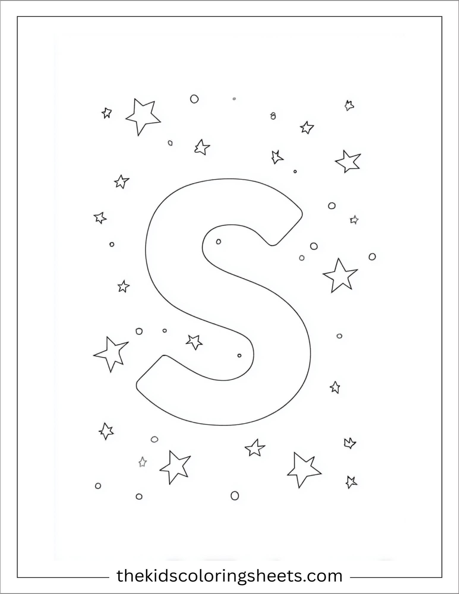 alphabet S starry night coloring page