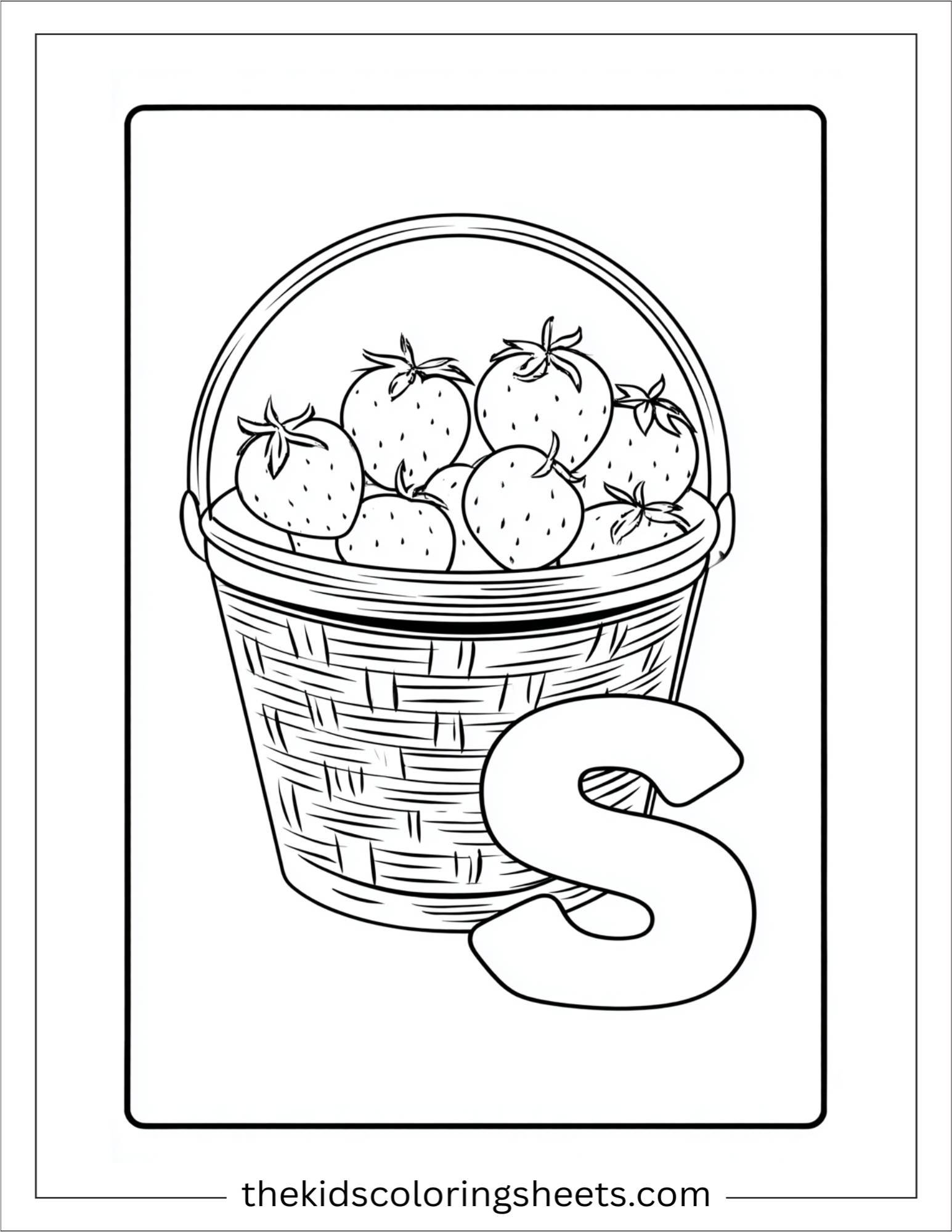 alphabet S strawberry basket coloring page