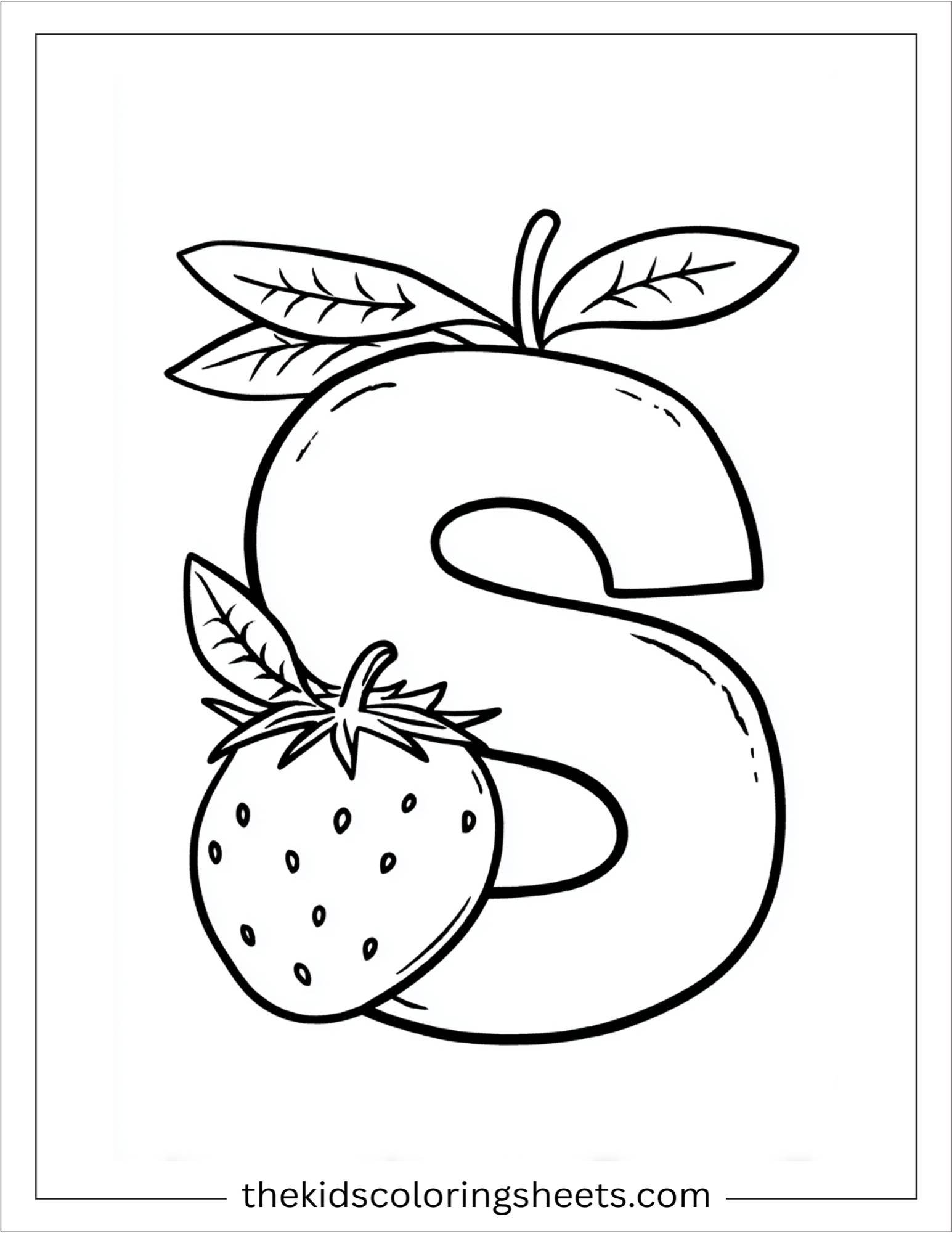 alphabet S strawberry coloring page
