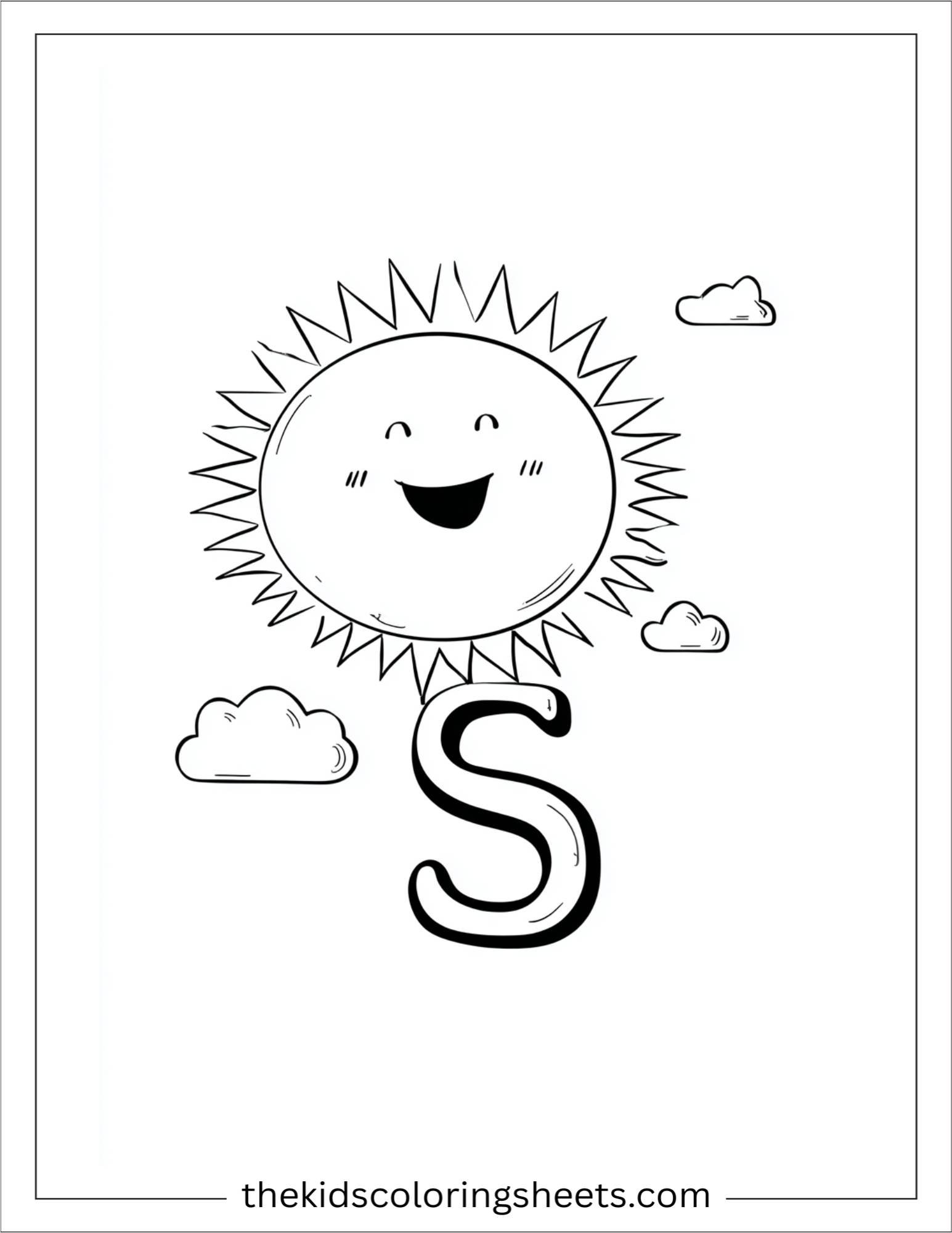alphabet S sun coloring page