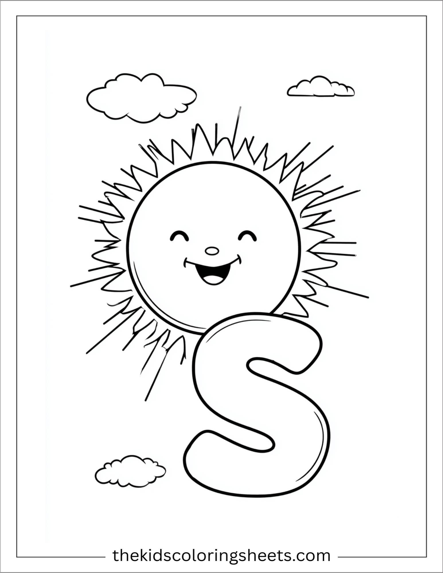 alphabet S sunshine coloring page