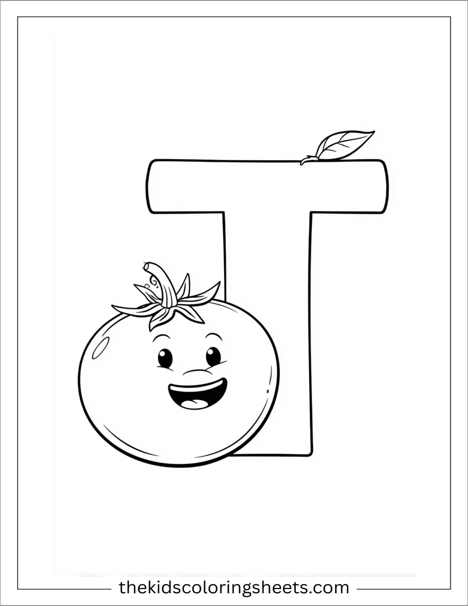 alphabet T tomato coloring page