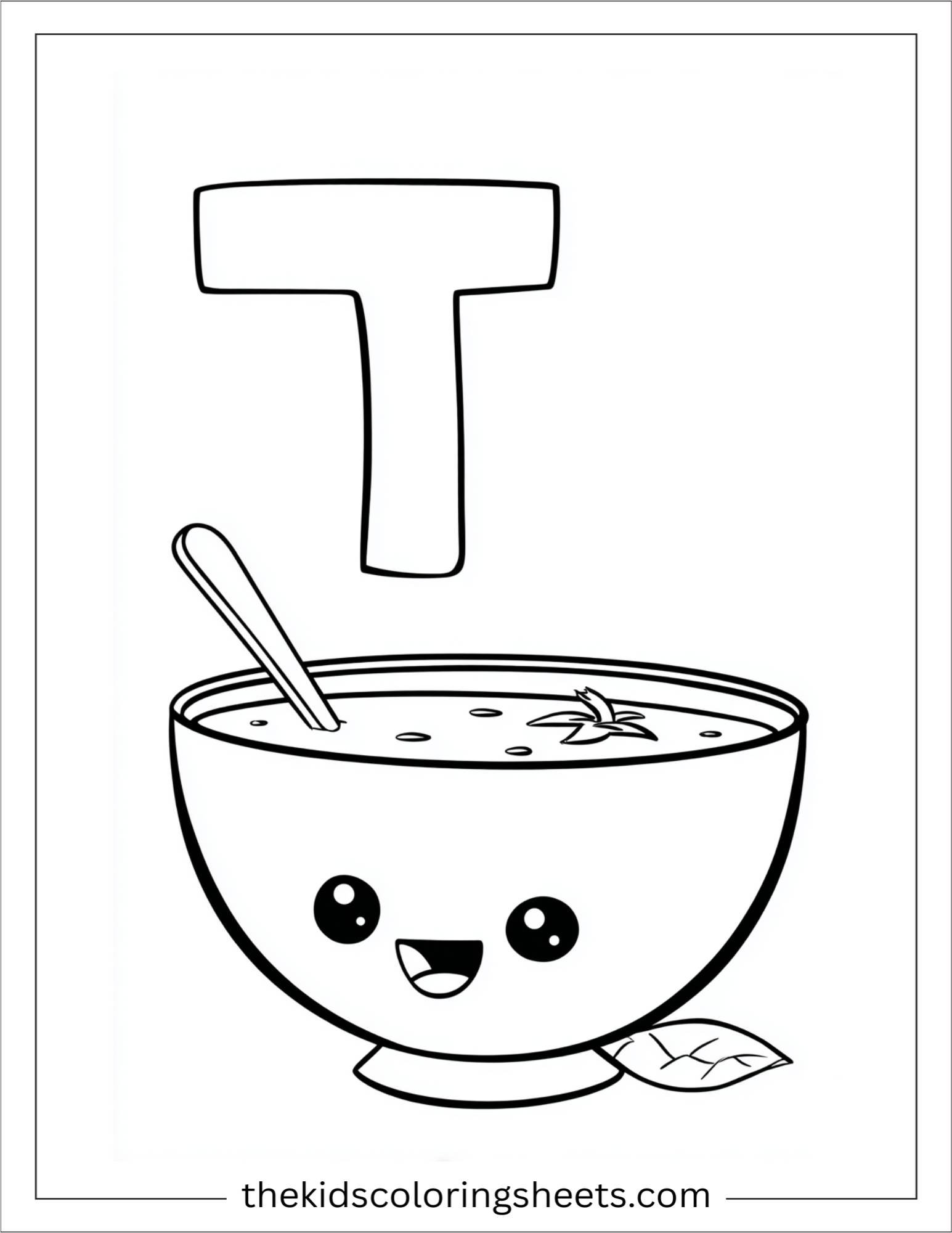 alphabet T tomato soup coloring page