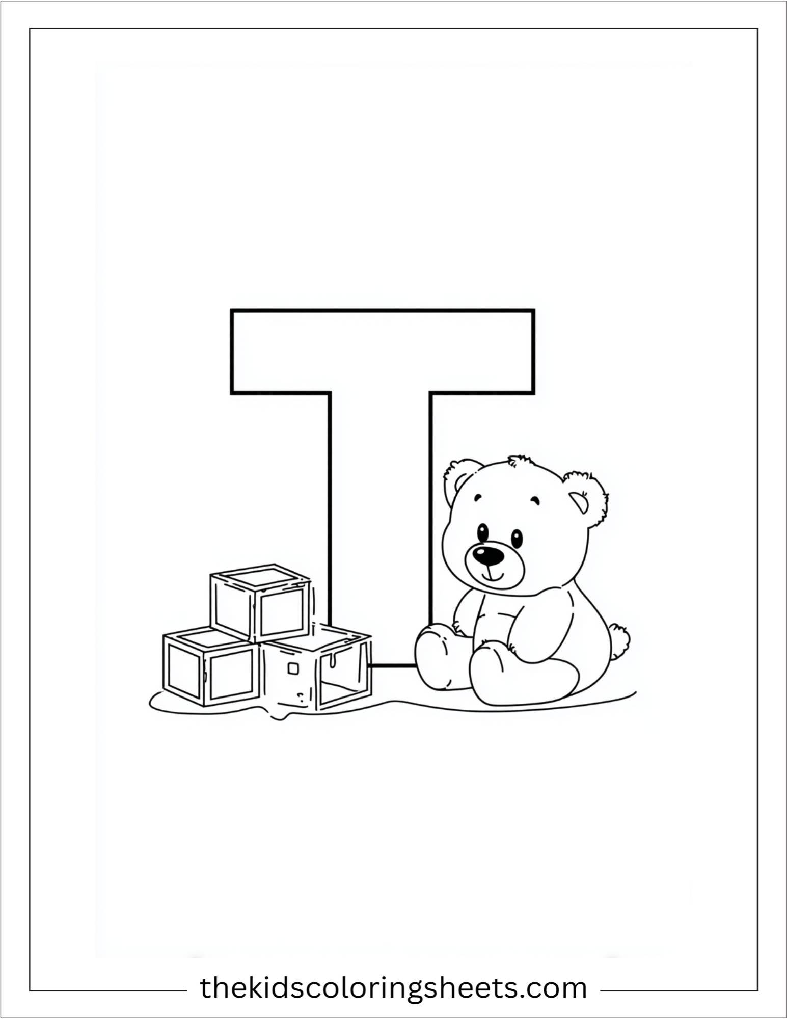 alphabet T toy coloring page