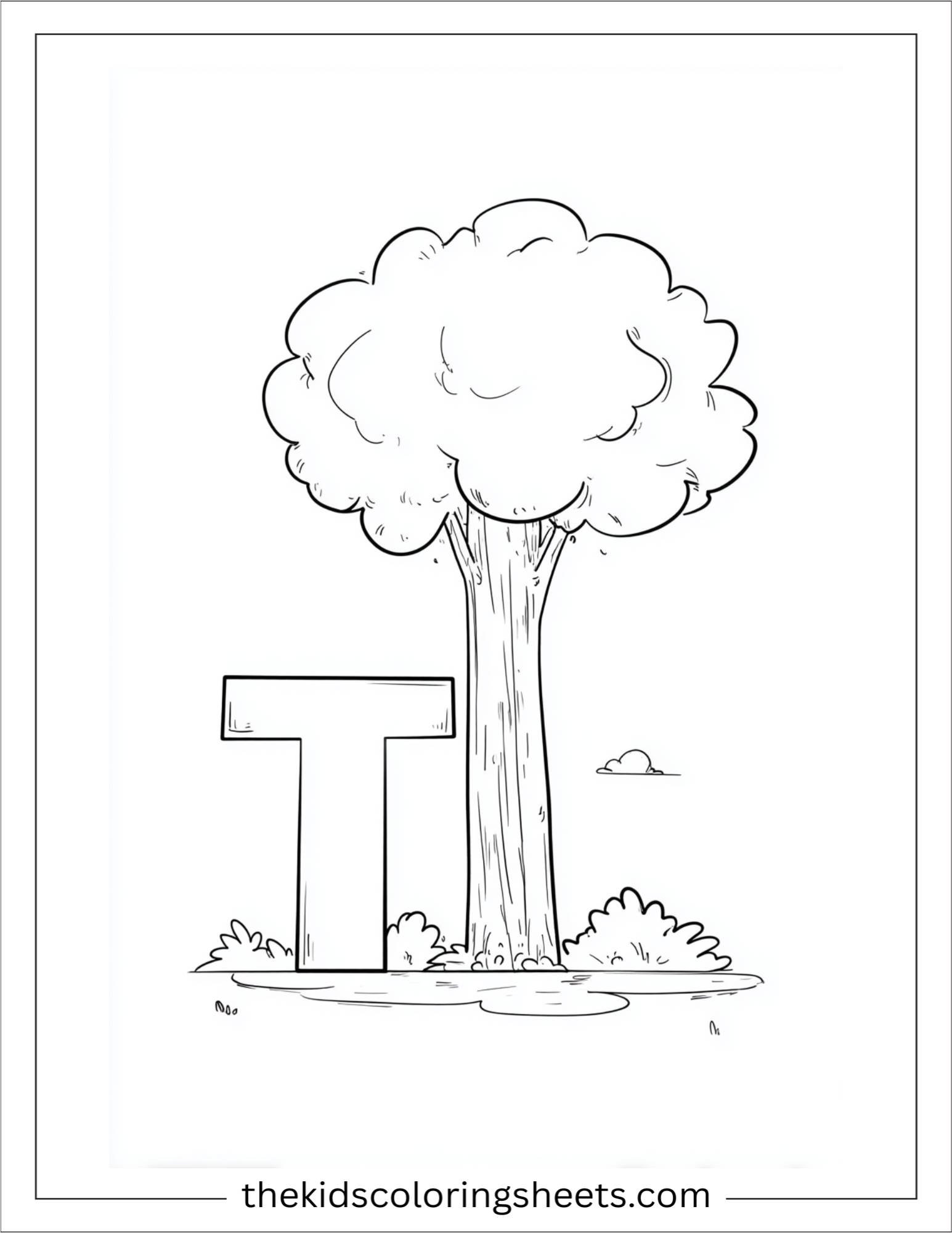 alphabet T tree coloring page