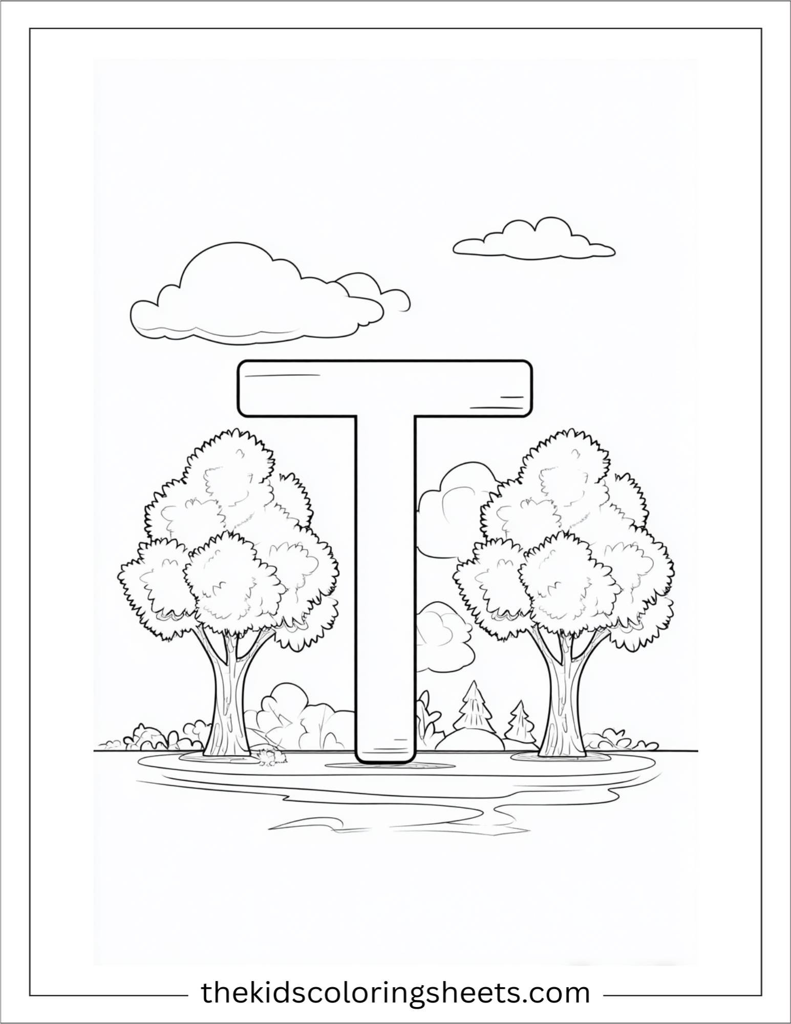 alphabet T tree forest coloring page