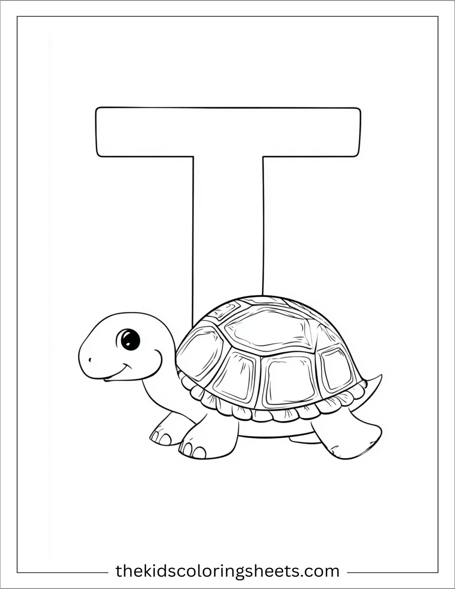 alphabet T turtle shell coloring page
