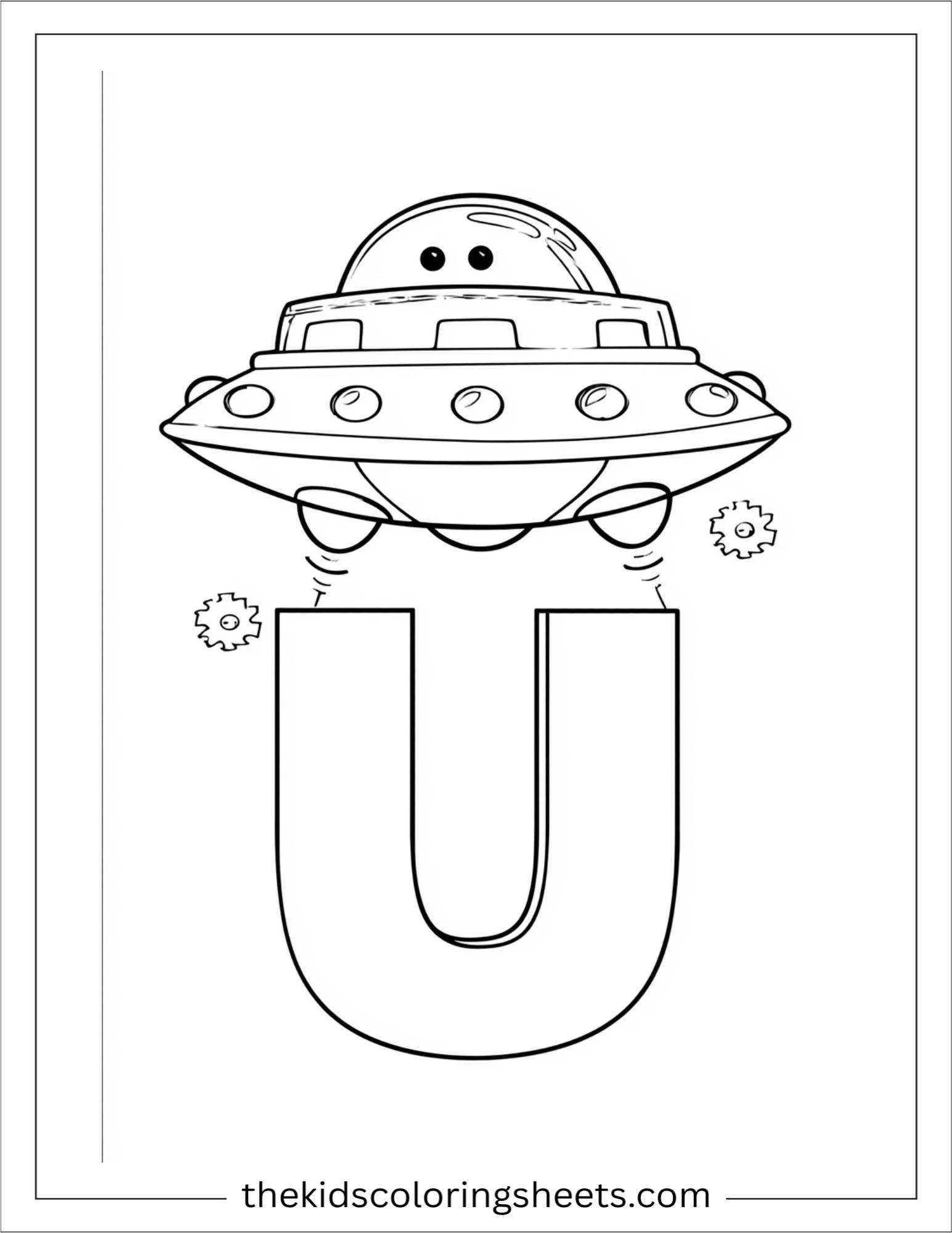 alphabet U UFO coloring page