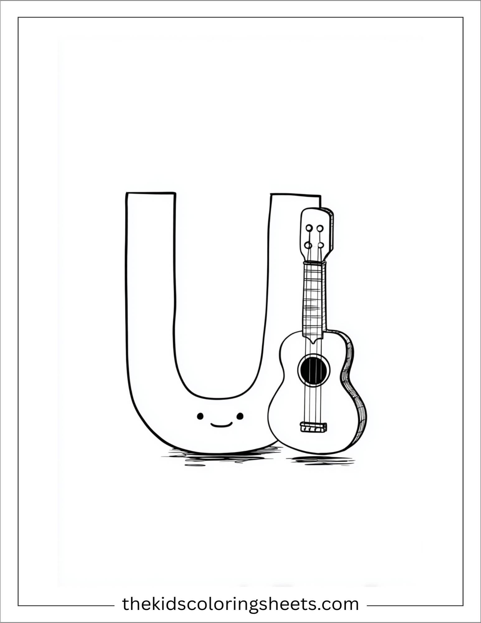 alphabet U ukulele coloring page