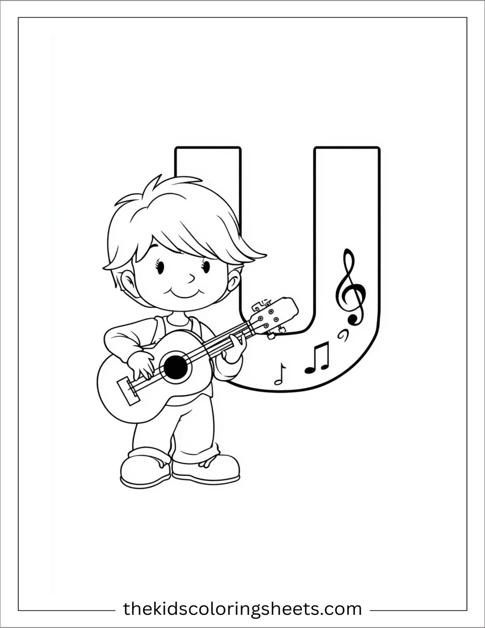 alphabet U ukulele music coloring page