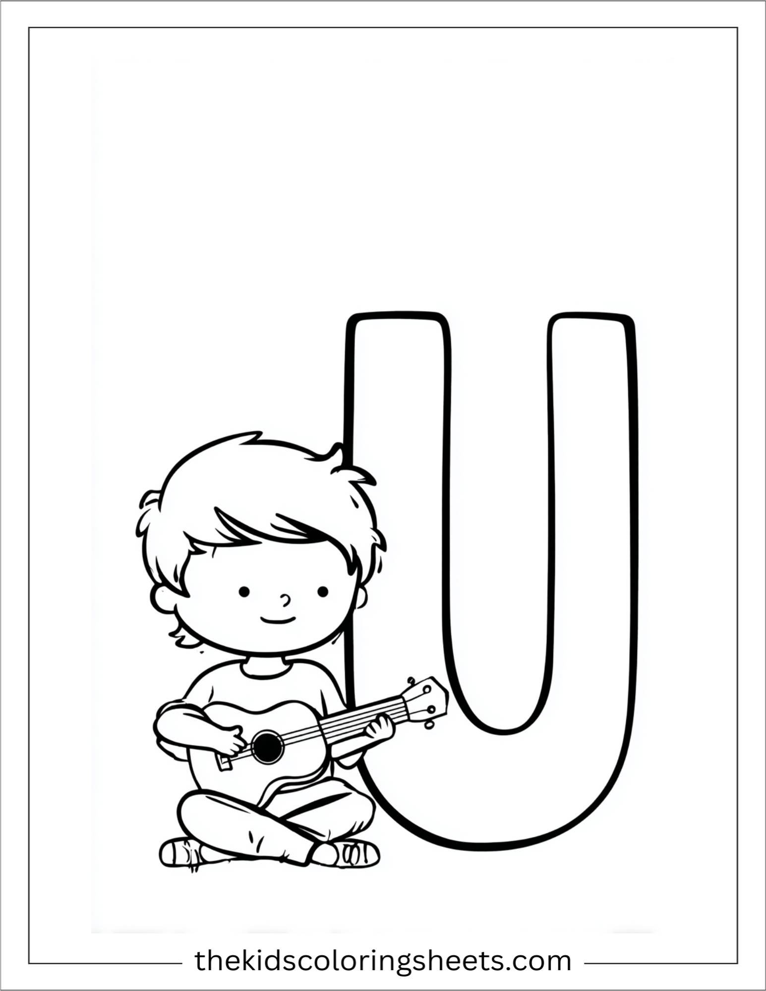 alphabet U ukulele song coloring page