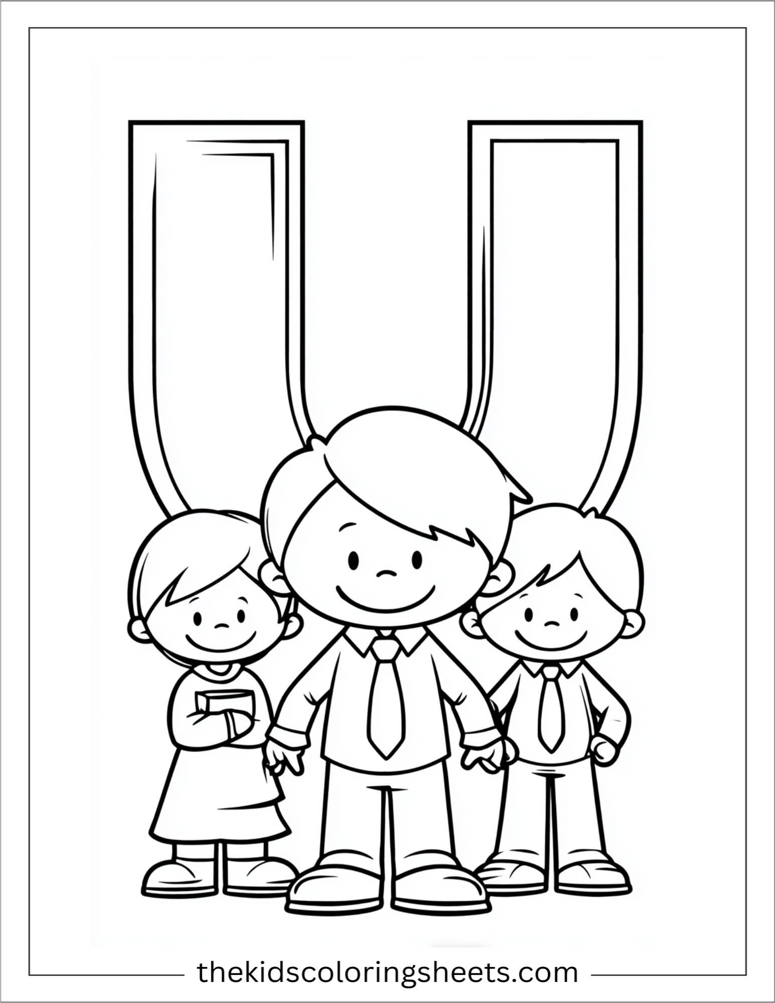 alphabet U uniform coloring page