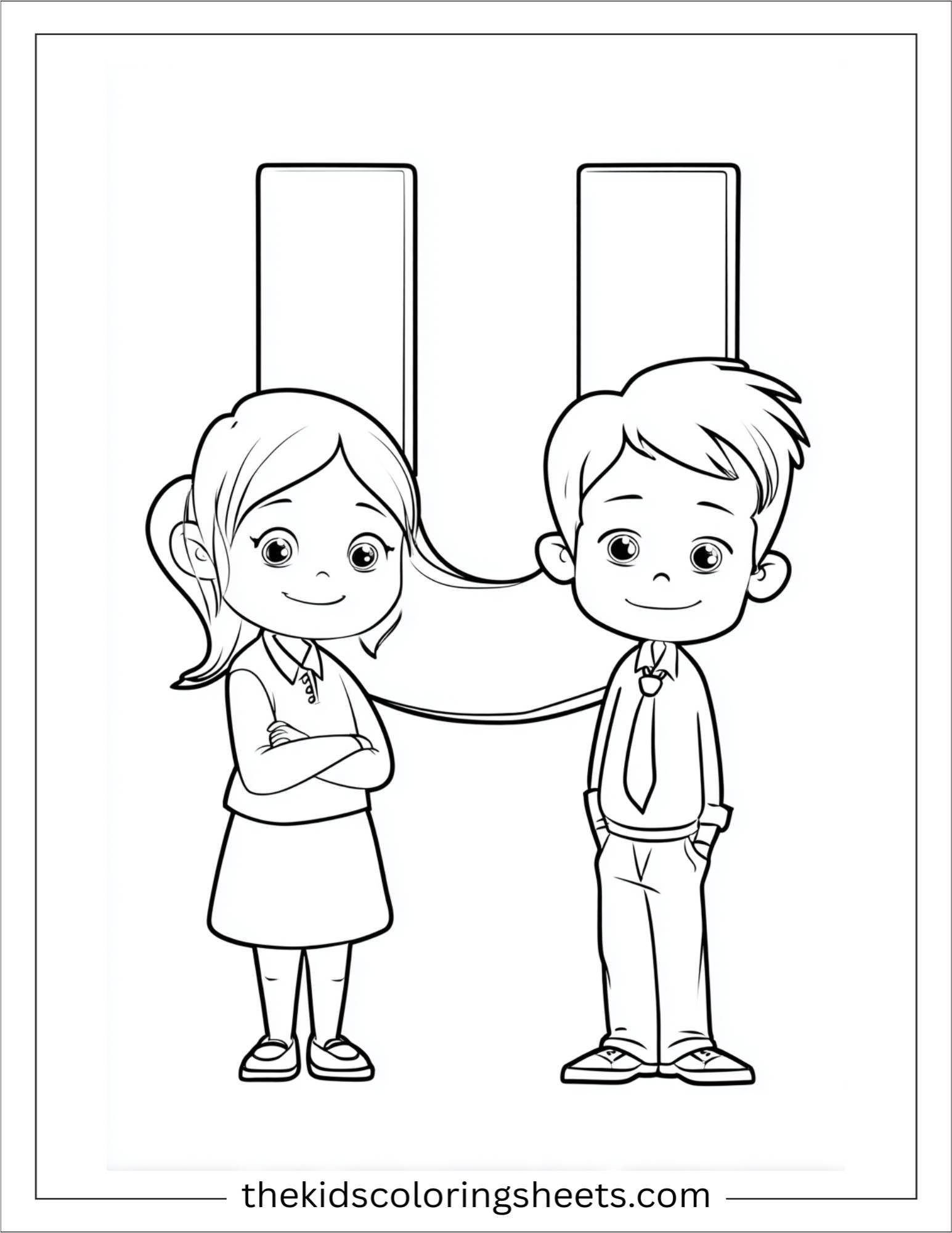 alphabet U uniform school coloring page