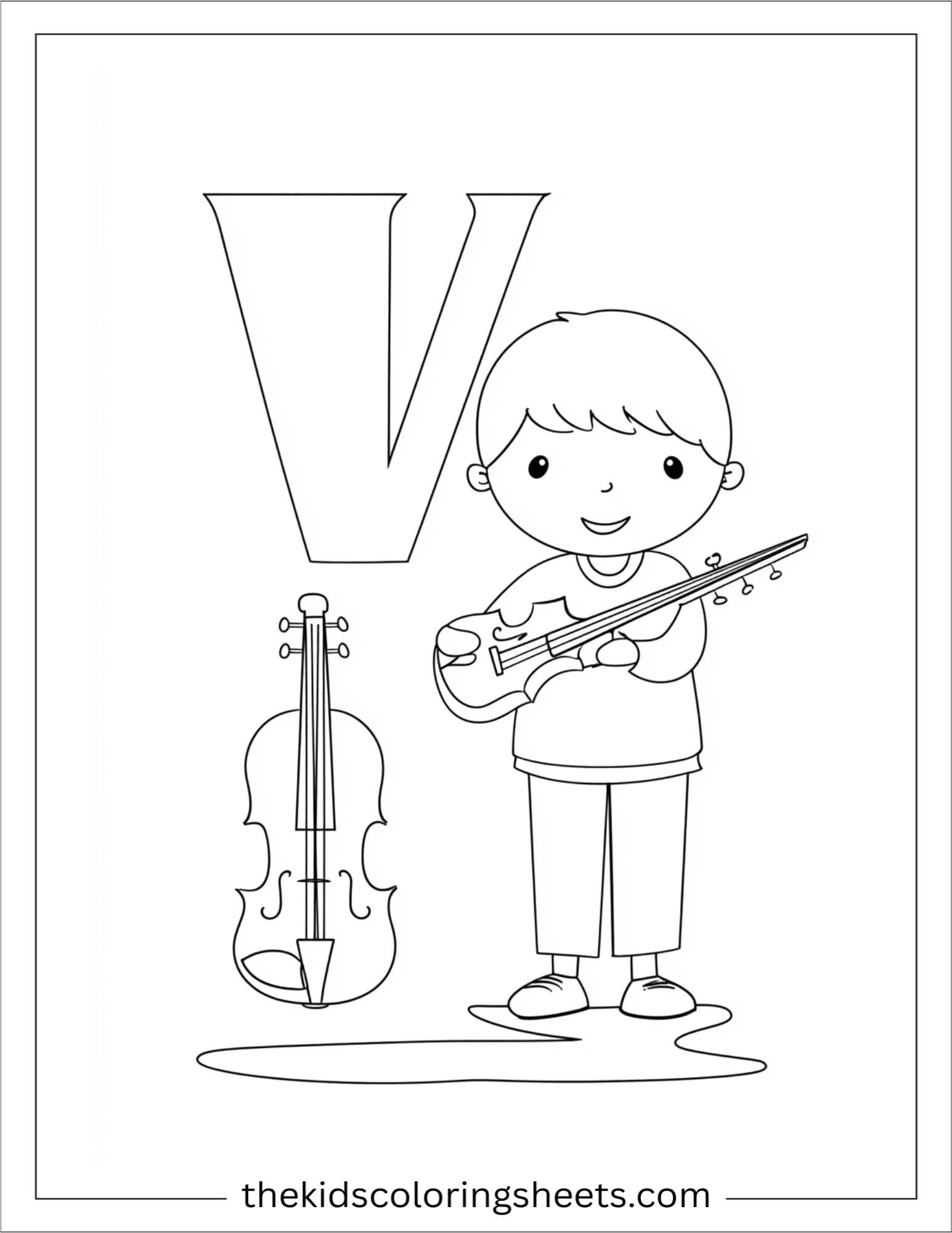 alphabet V coloring page