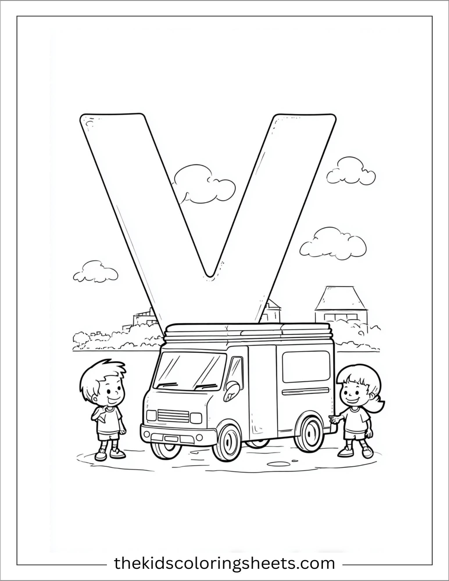 alphabet V van coloring page