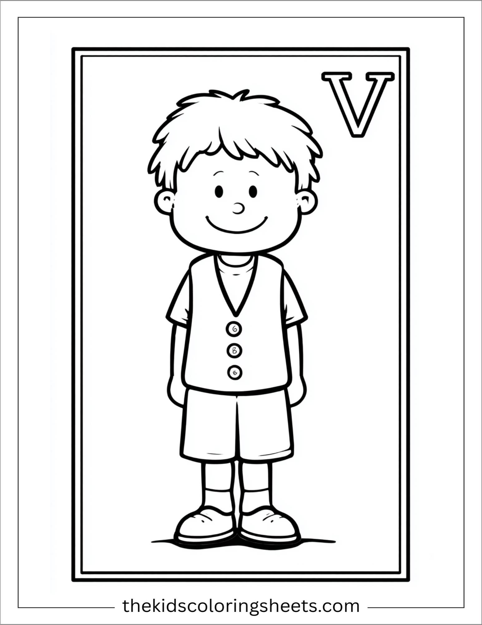 alphabet V vest coloring page
