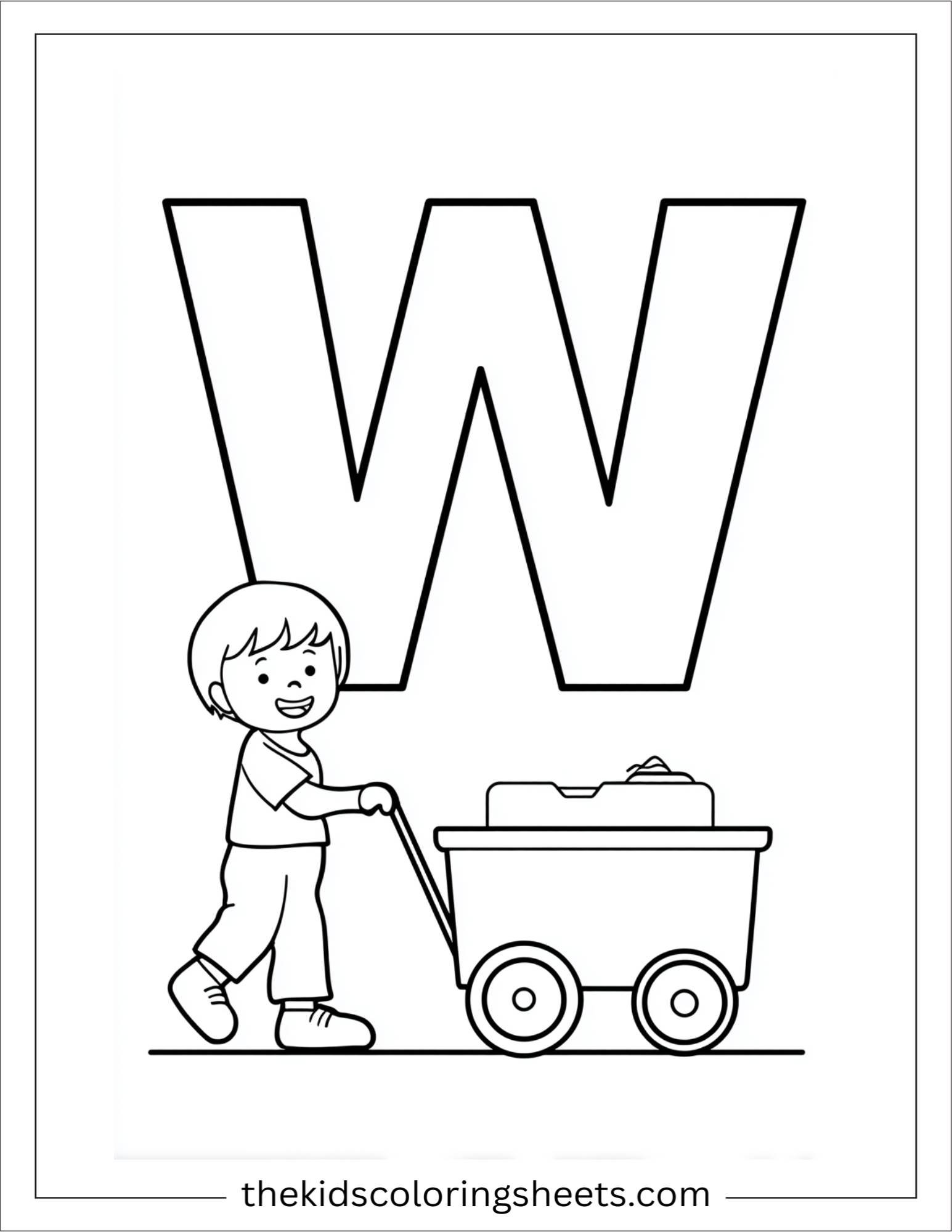 alphabet W wagon toy coloring page