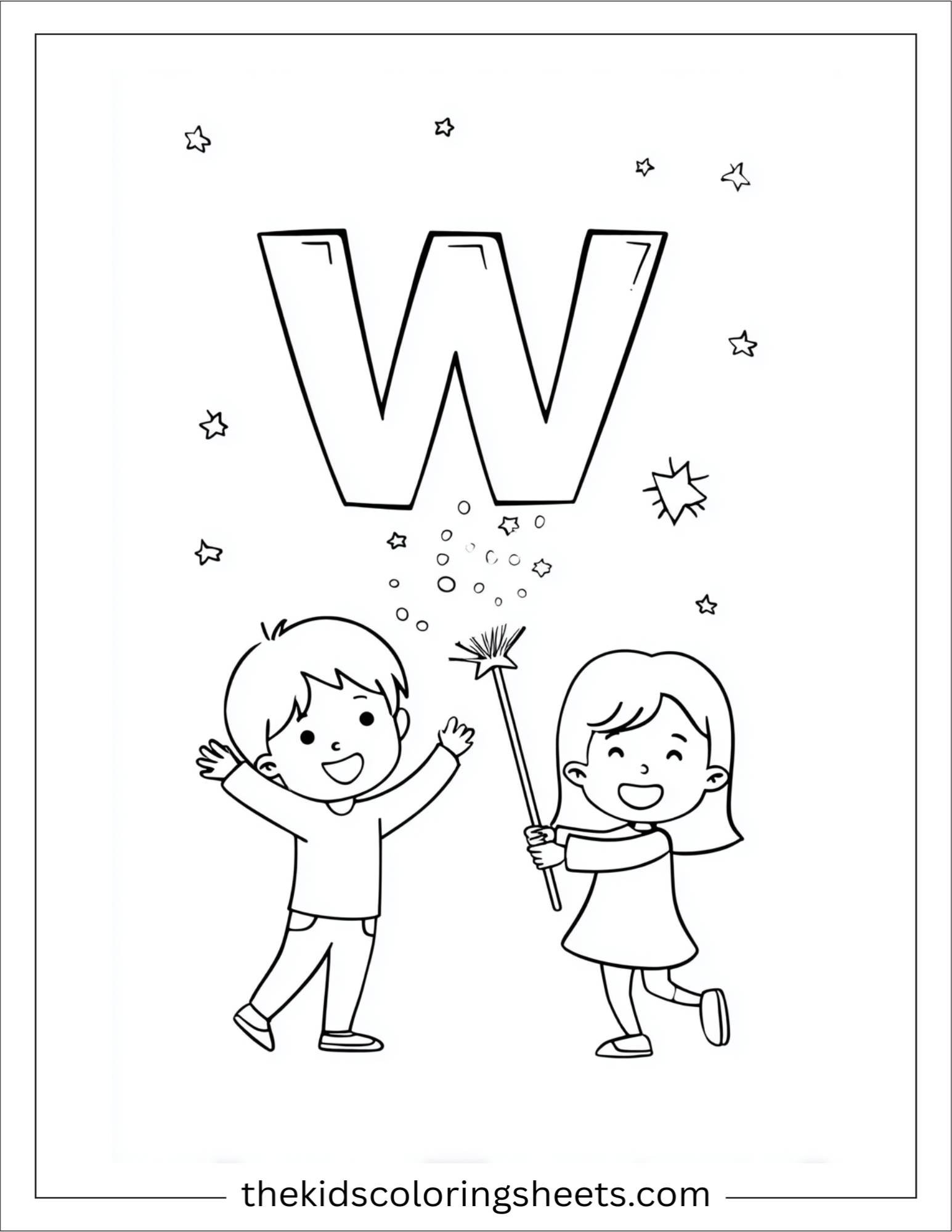alphabet W wand coloring page