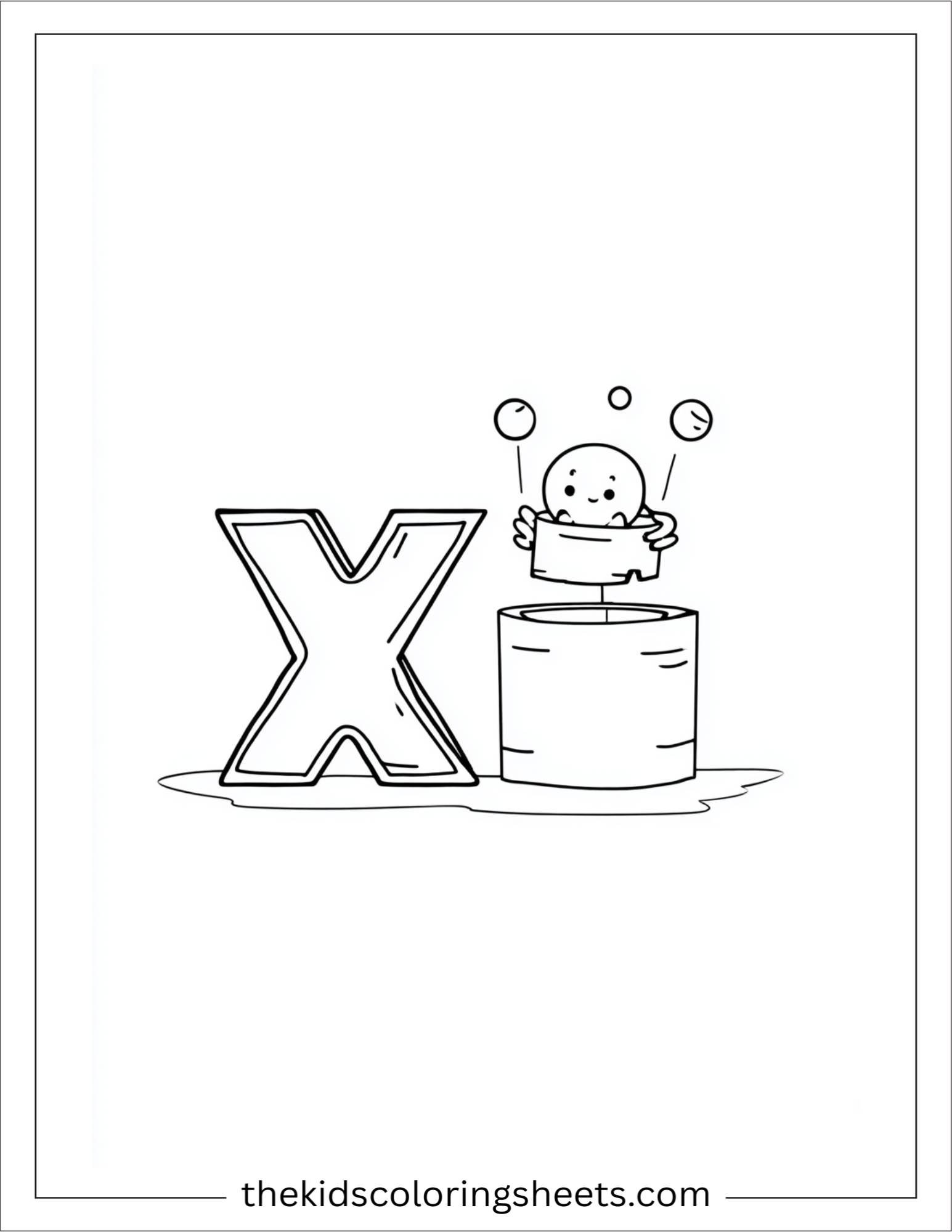 alphabet X box surprise coloring page