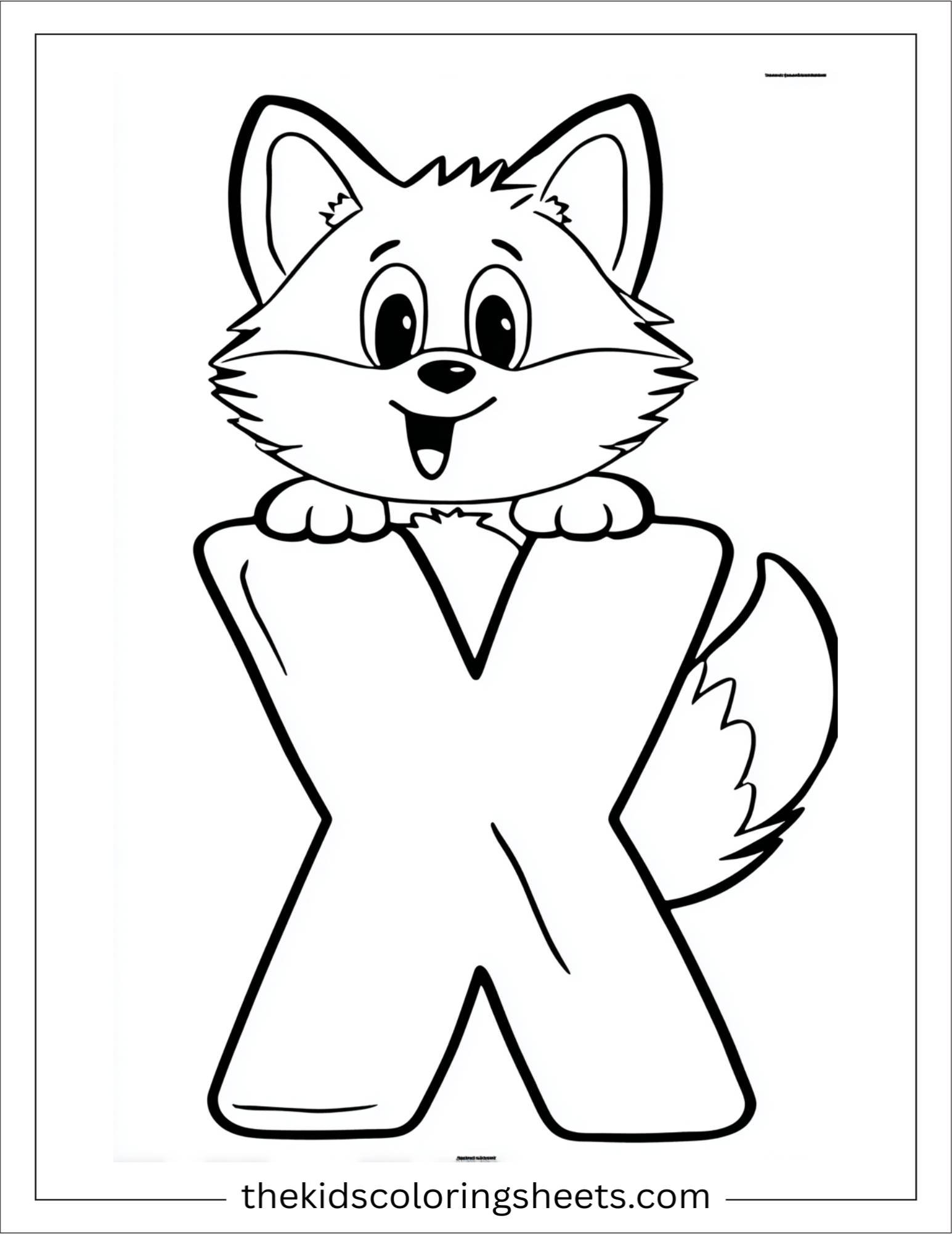 alphabet X fox face coloring page