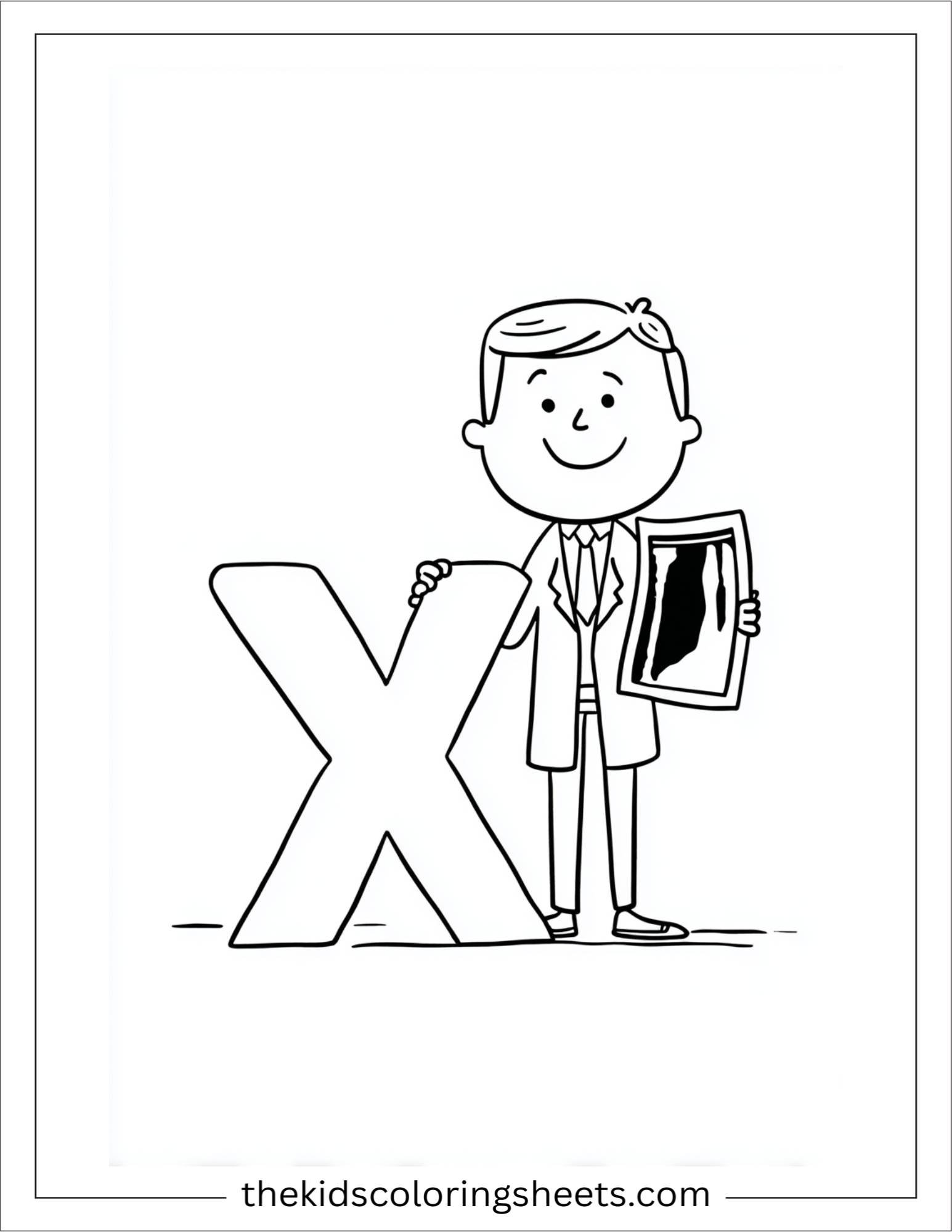 alphabet X x-ray doctor coloring page