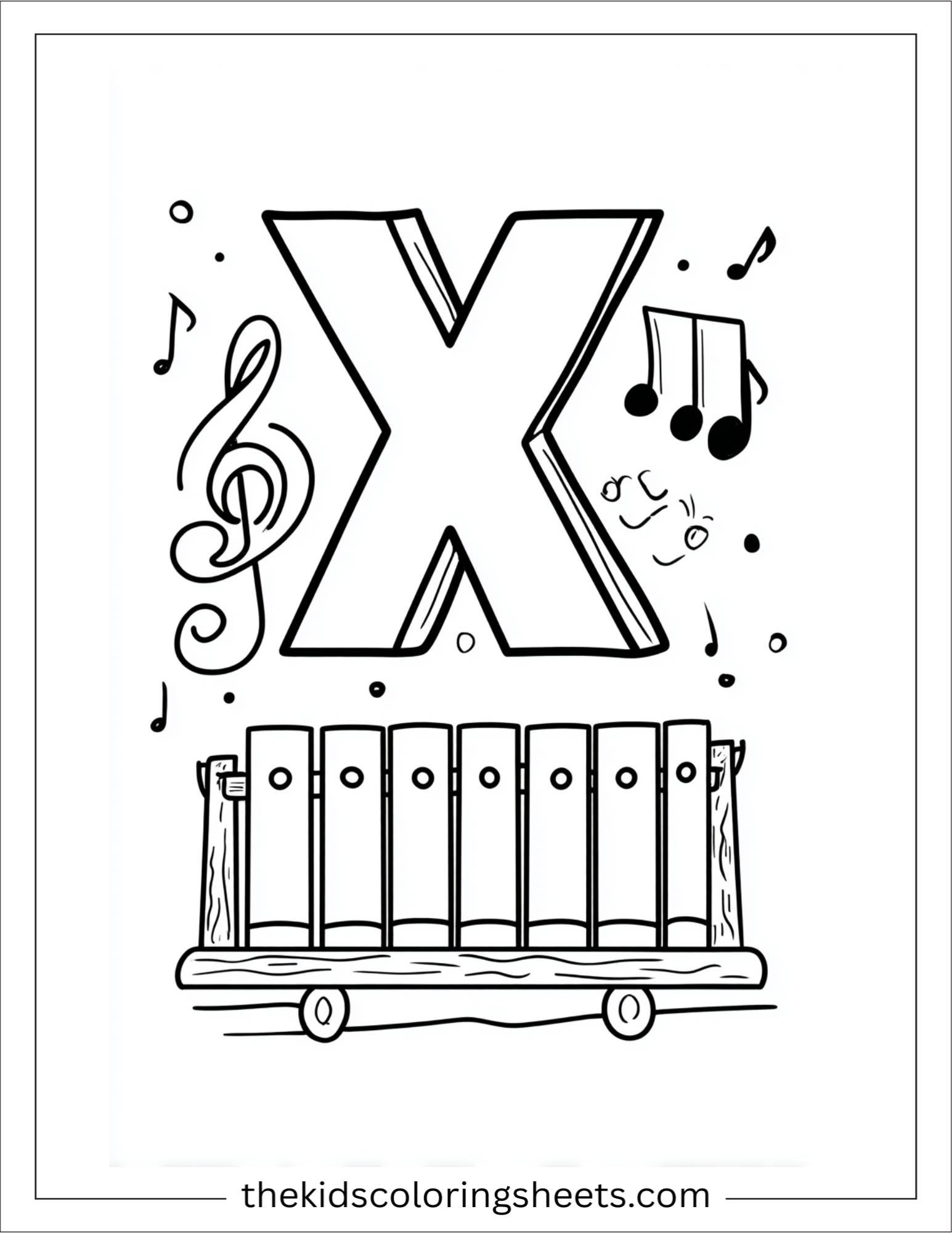 alphabet X xylophone coloring page