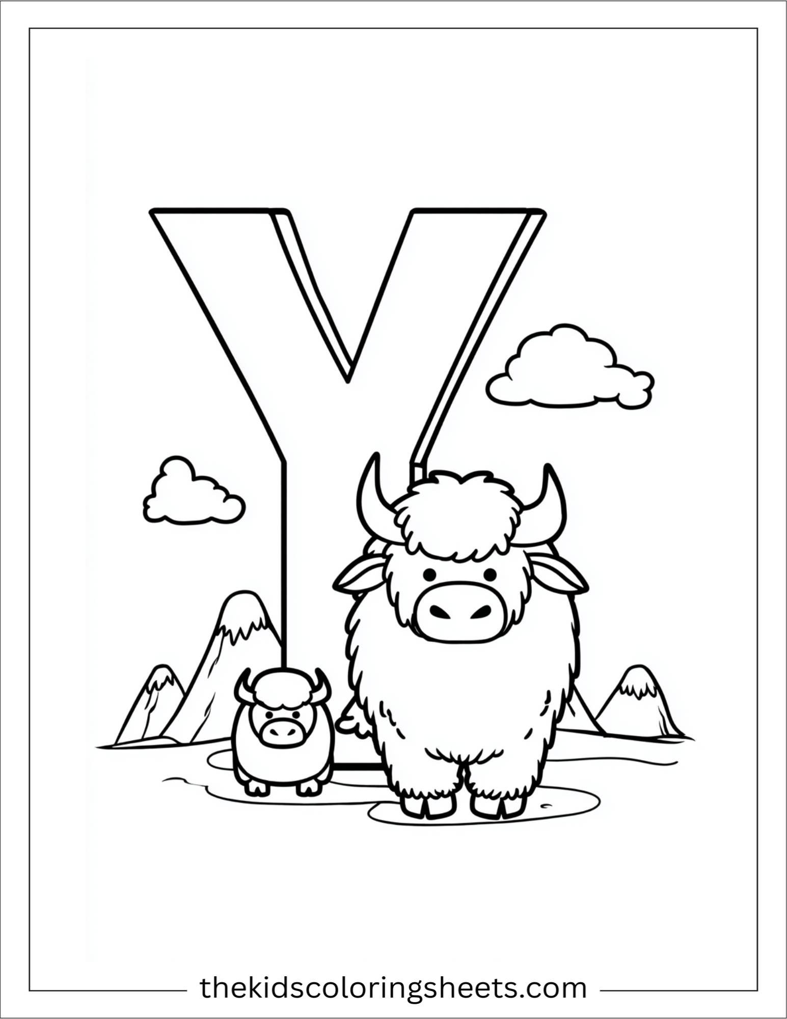 alphabet Y yak coloring page